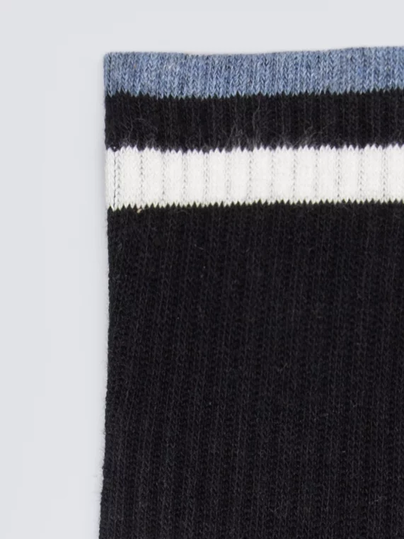 Skarpety męskie z paskami czarne Ribi 906