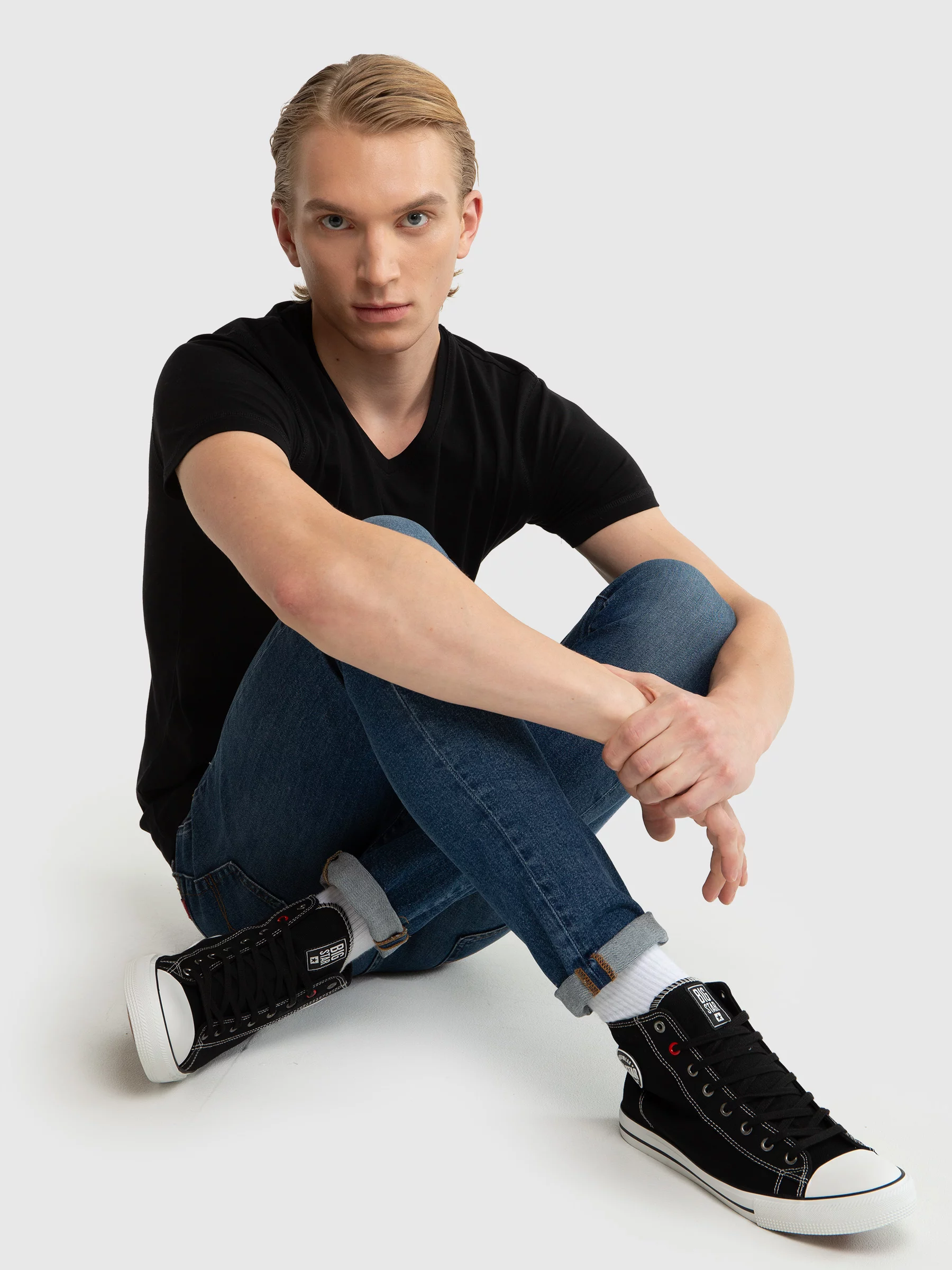 Trampki męskie wysokie czarne JJ174603 906