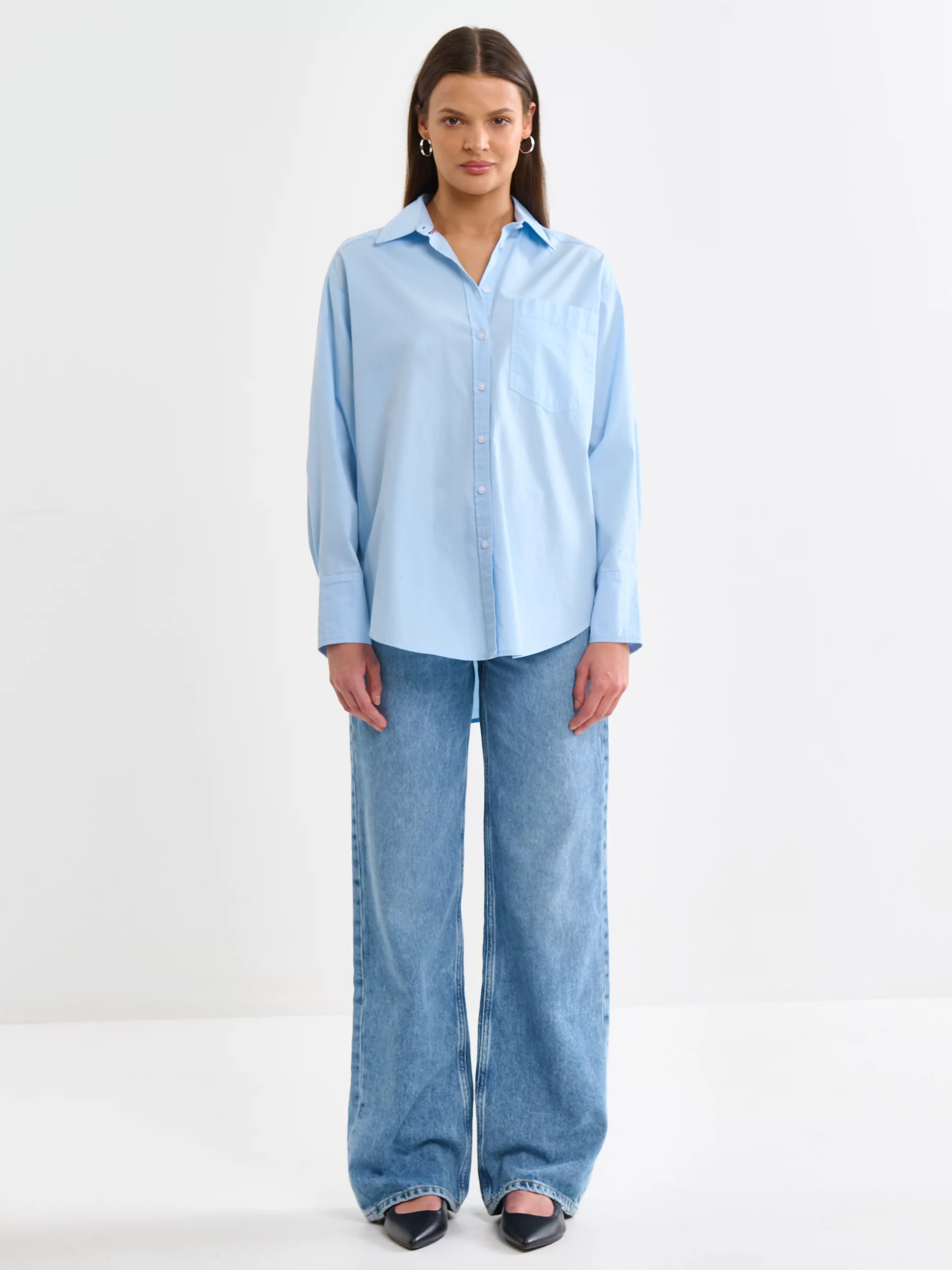 Koszula damska oversize niebieska Lamesa 400