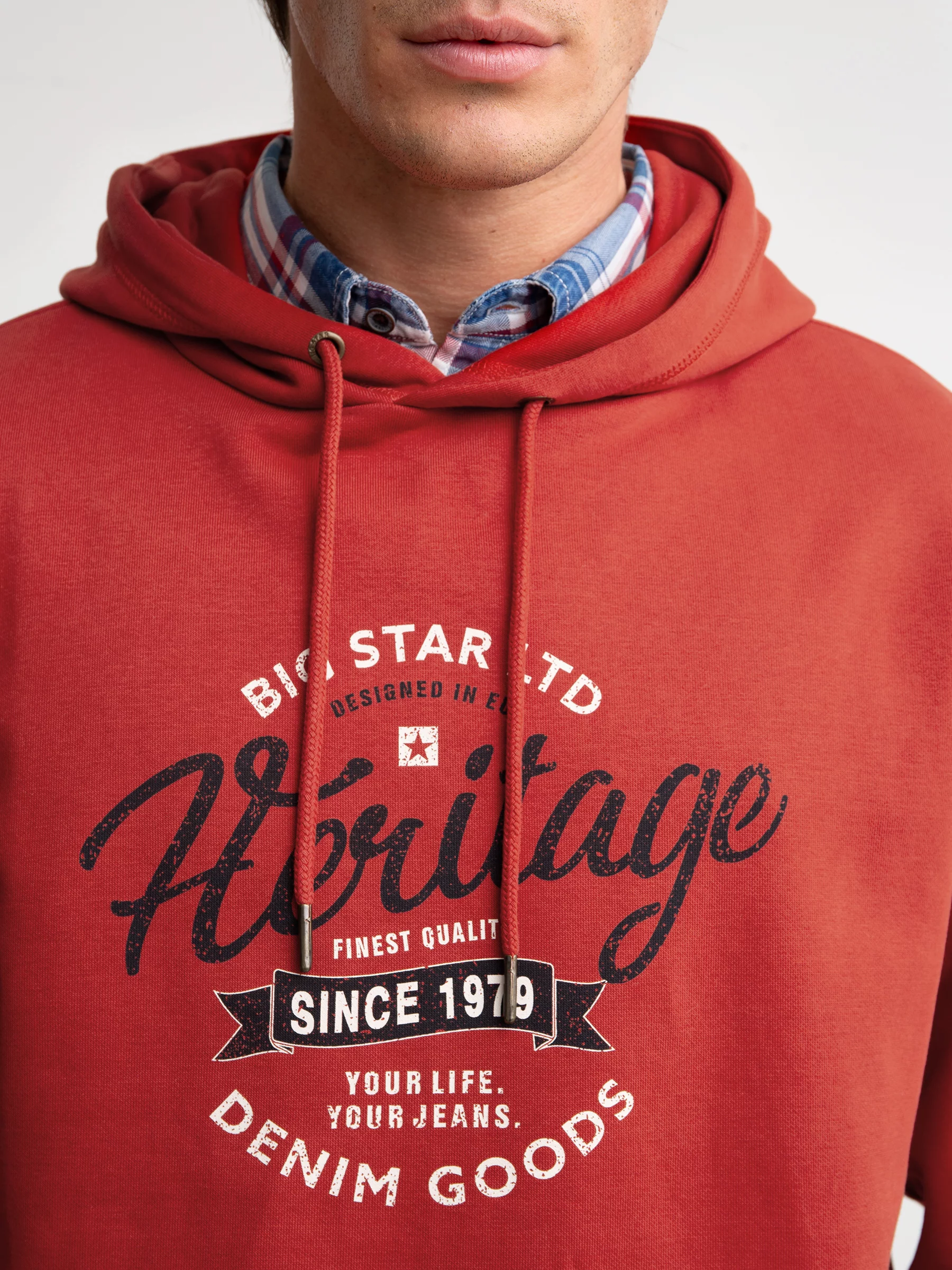 Bluza męska z kapturem z nadrukiem czerwona Herity 704