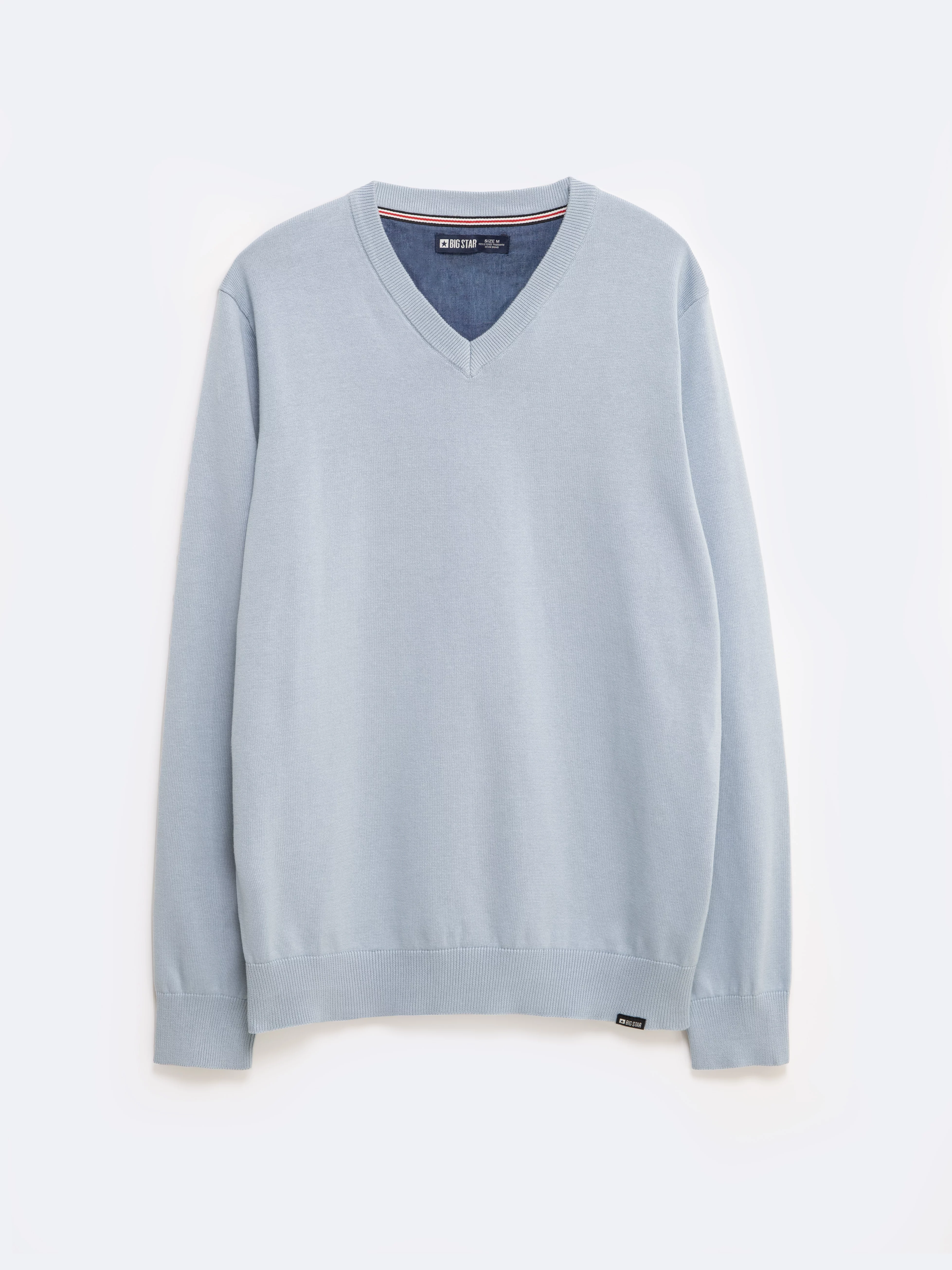 Sweter męski bawełniany z dekoltem v-neck niebieski Vassic 400