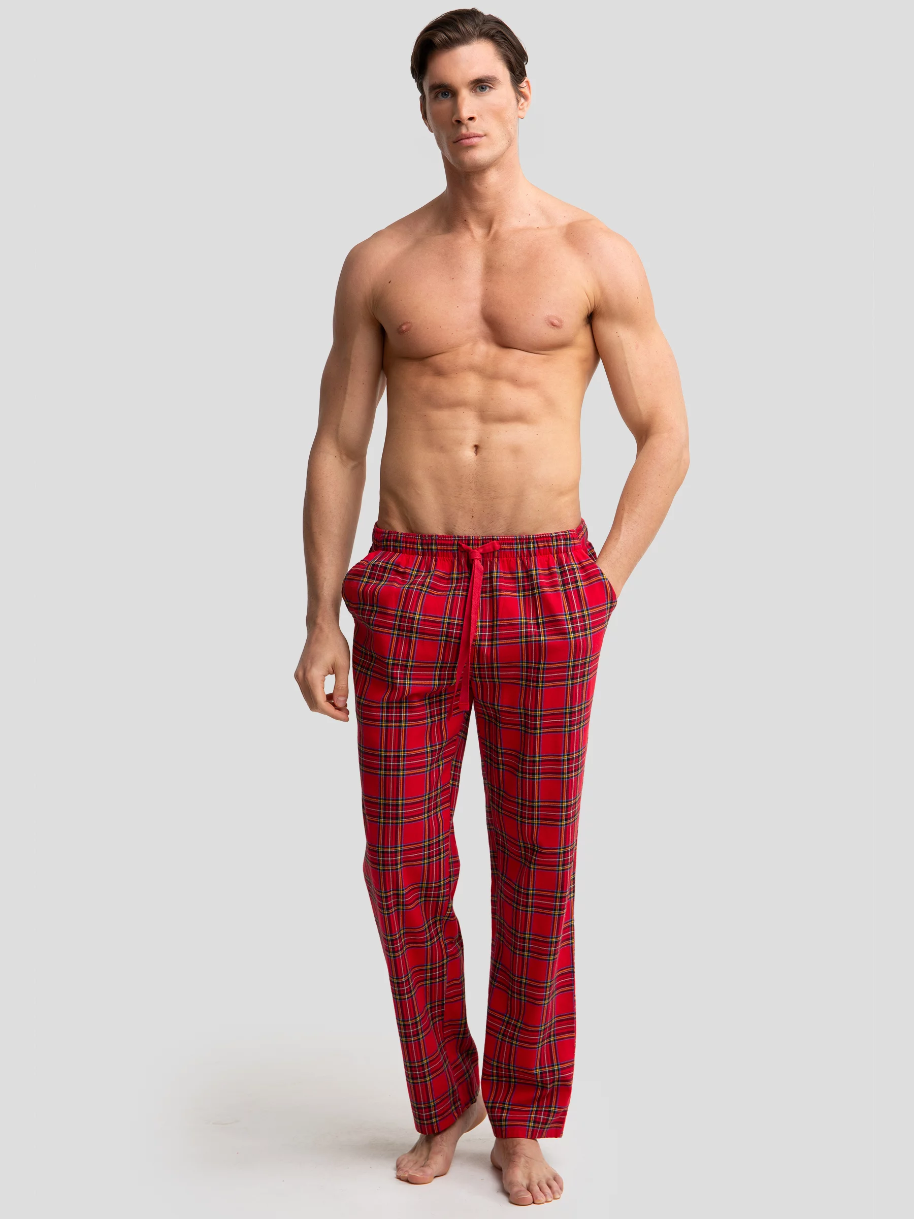 Spodnie piżamowe w kratę czerwone Senminis 603