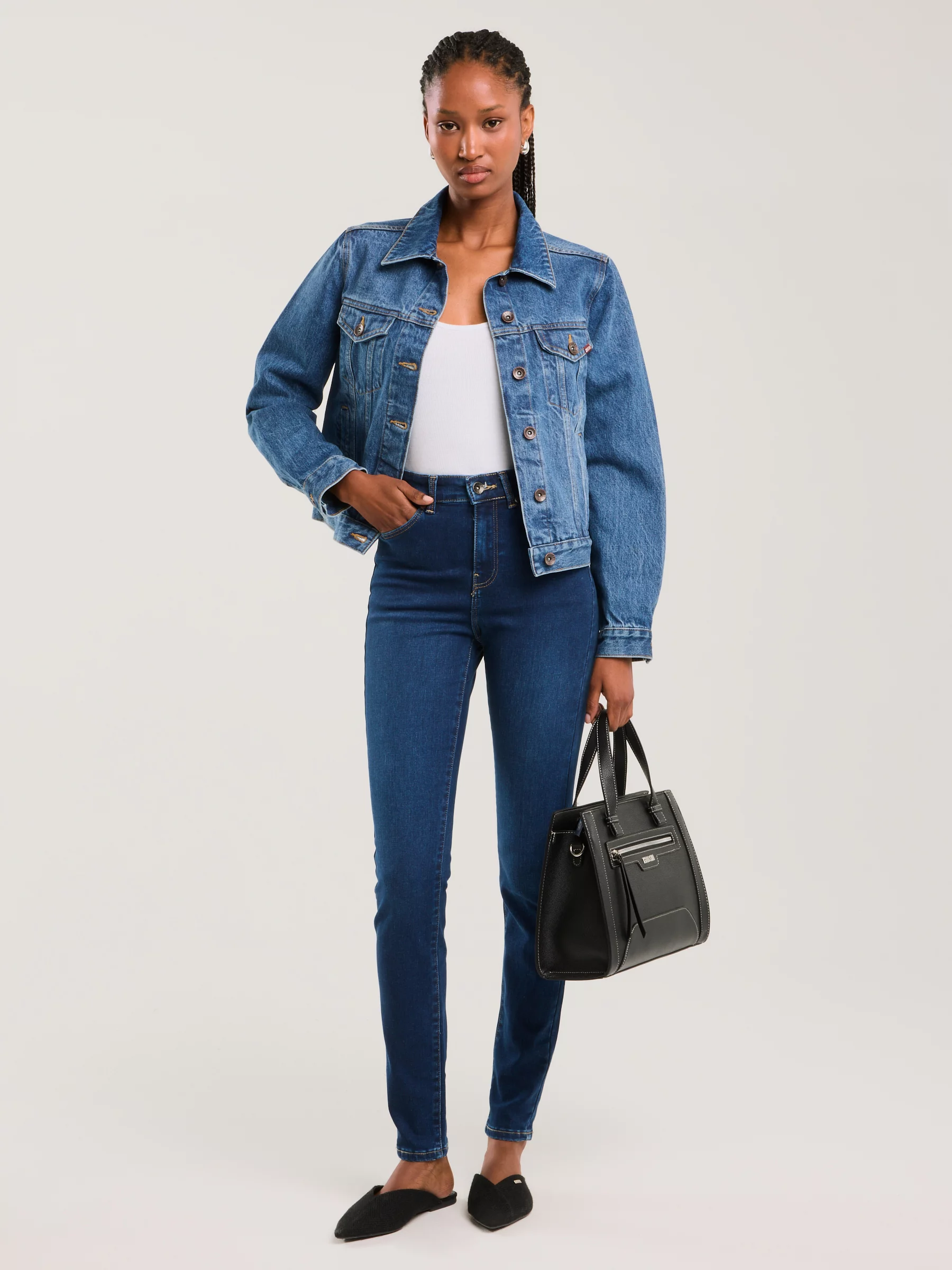 Jeansy damskie skinny z wysokim stanem niebieskie Clara 358