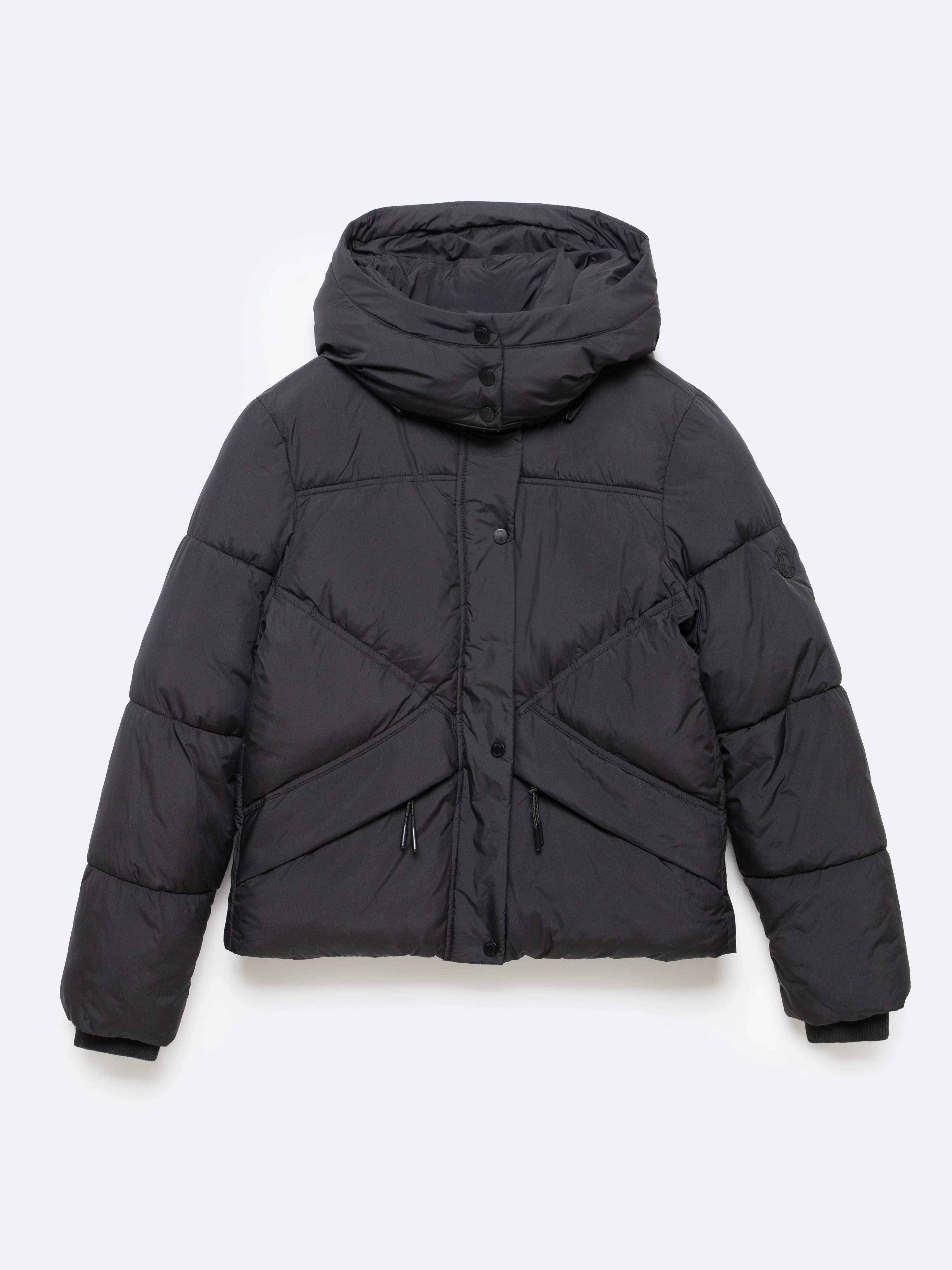 Kurtka damska pikowana z odpinanym kapturem czarna Kelviana 906