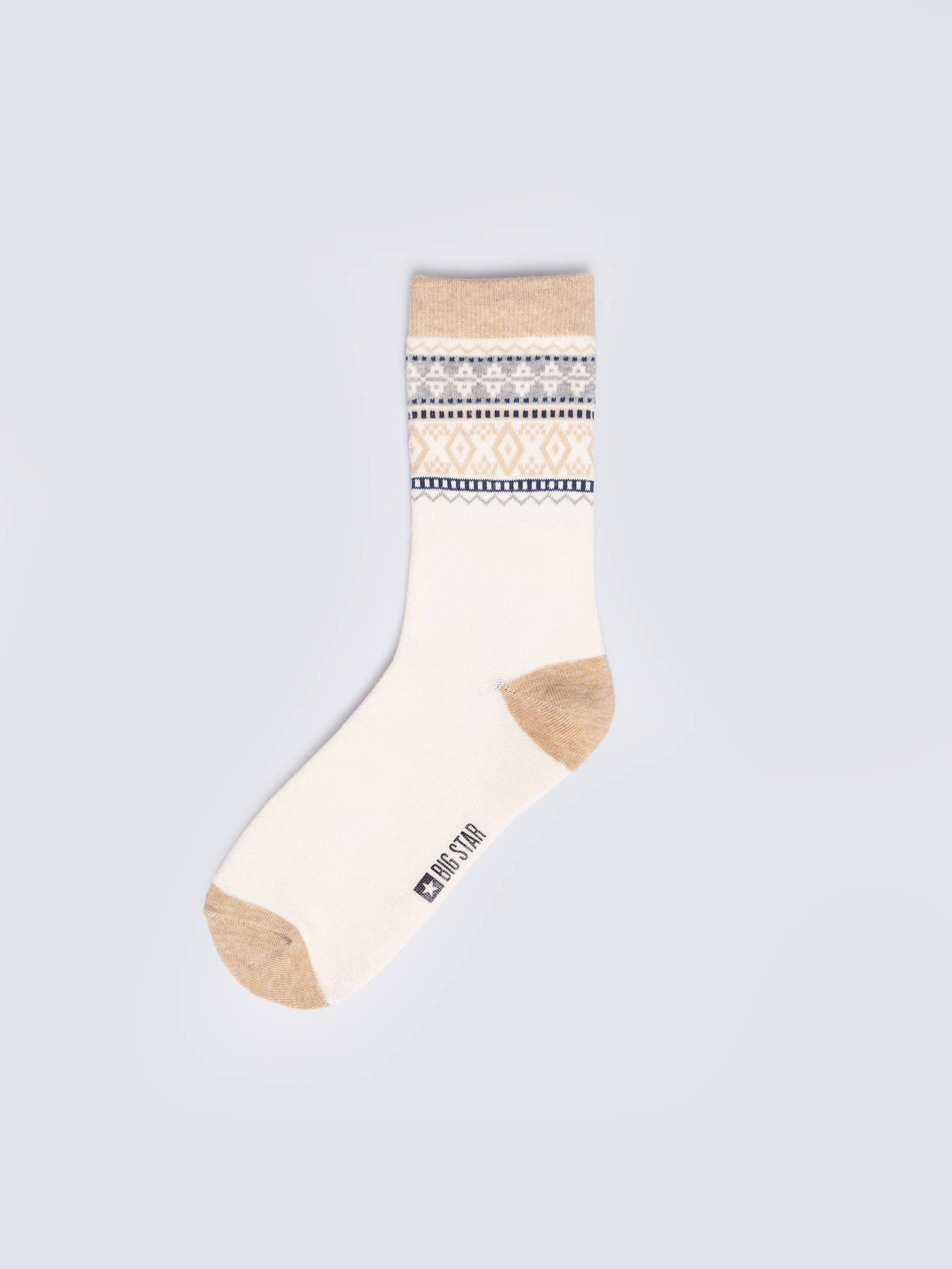 Skarpety długie ze wzorem skandynawskim kremowe Akseli 102