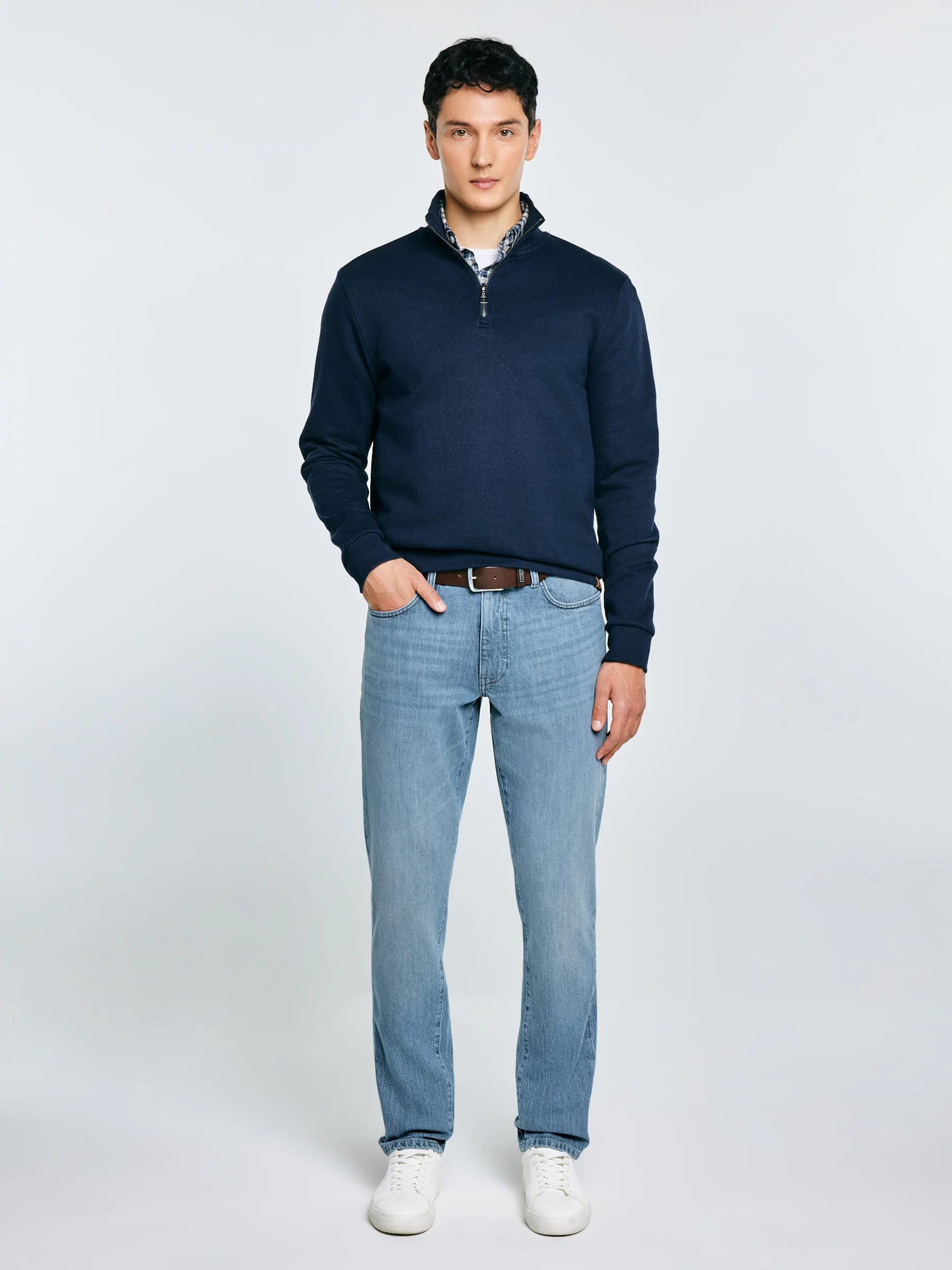 Bluza męska ze stójką granatowa Salih 403