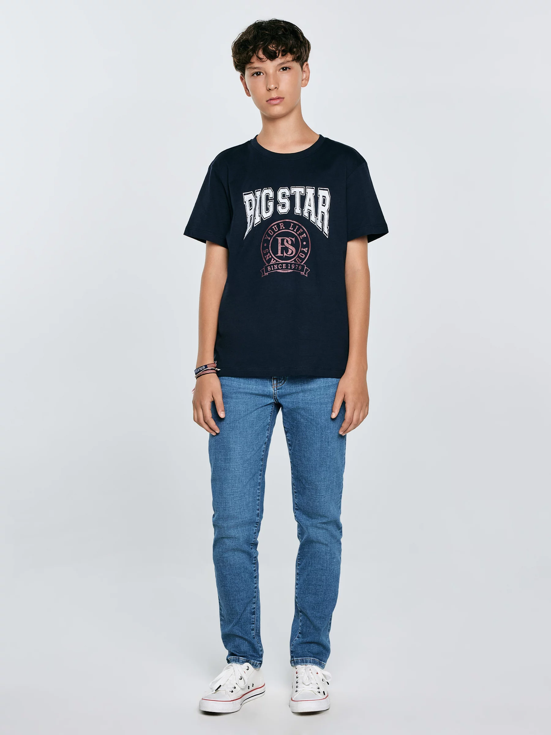 Koszulka chłopięca z nadrukiem granatowa Mauter 403