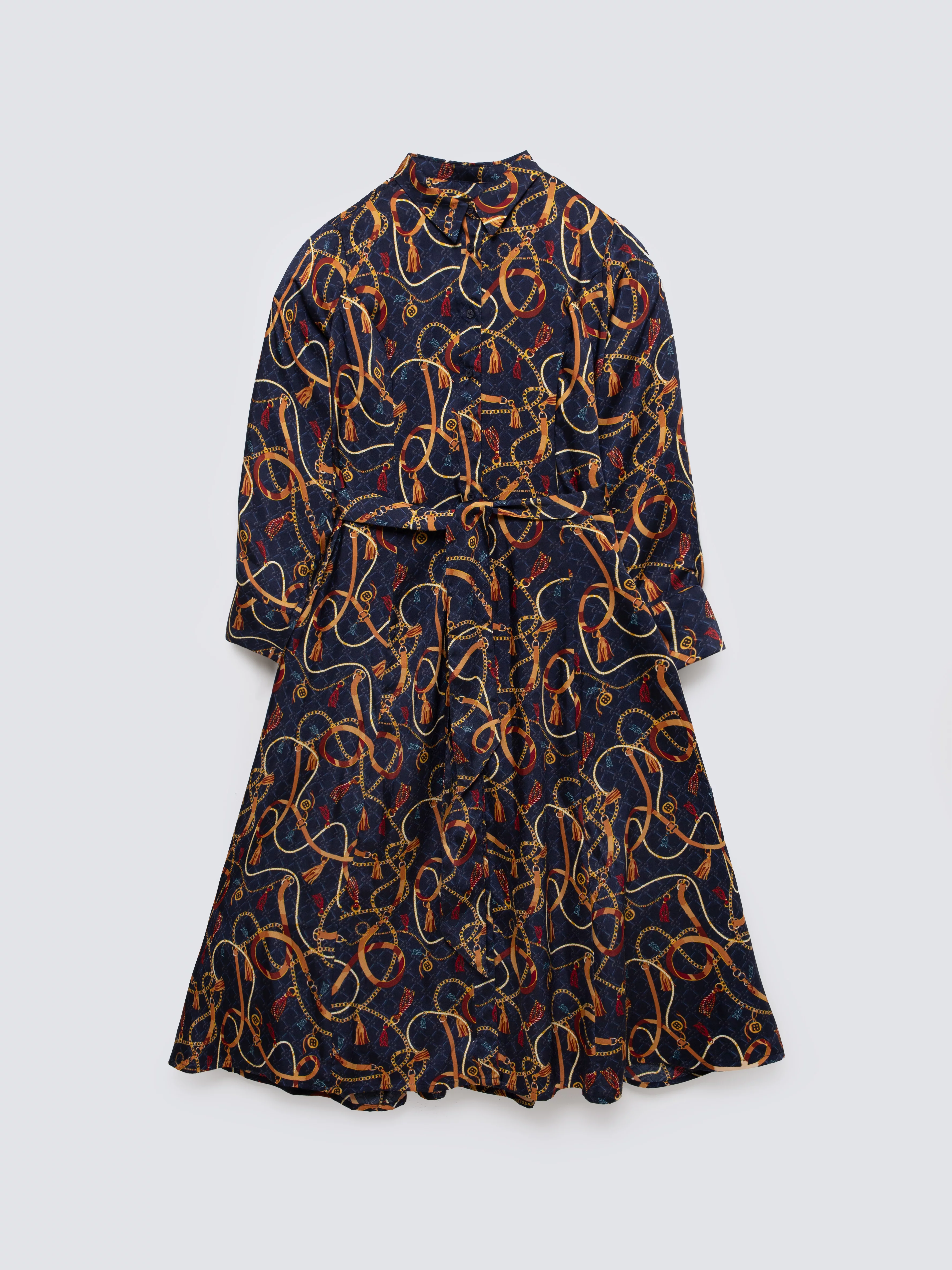 Sukienka damska midi koszulowa z nadrukiem granatowa Umi 403