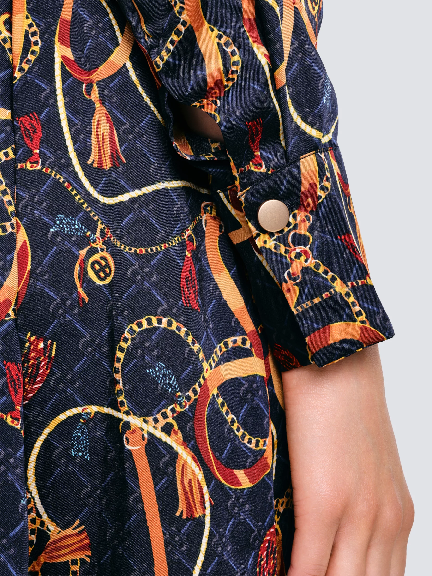 Sukienka damska midi koszulowa z nadrukiem granatowa Umi 403