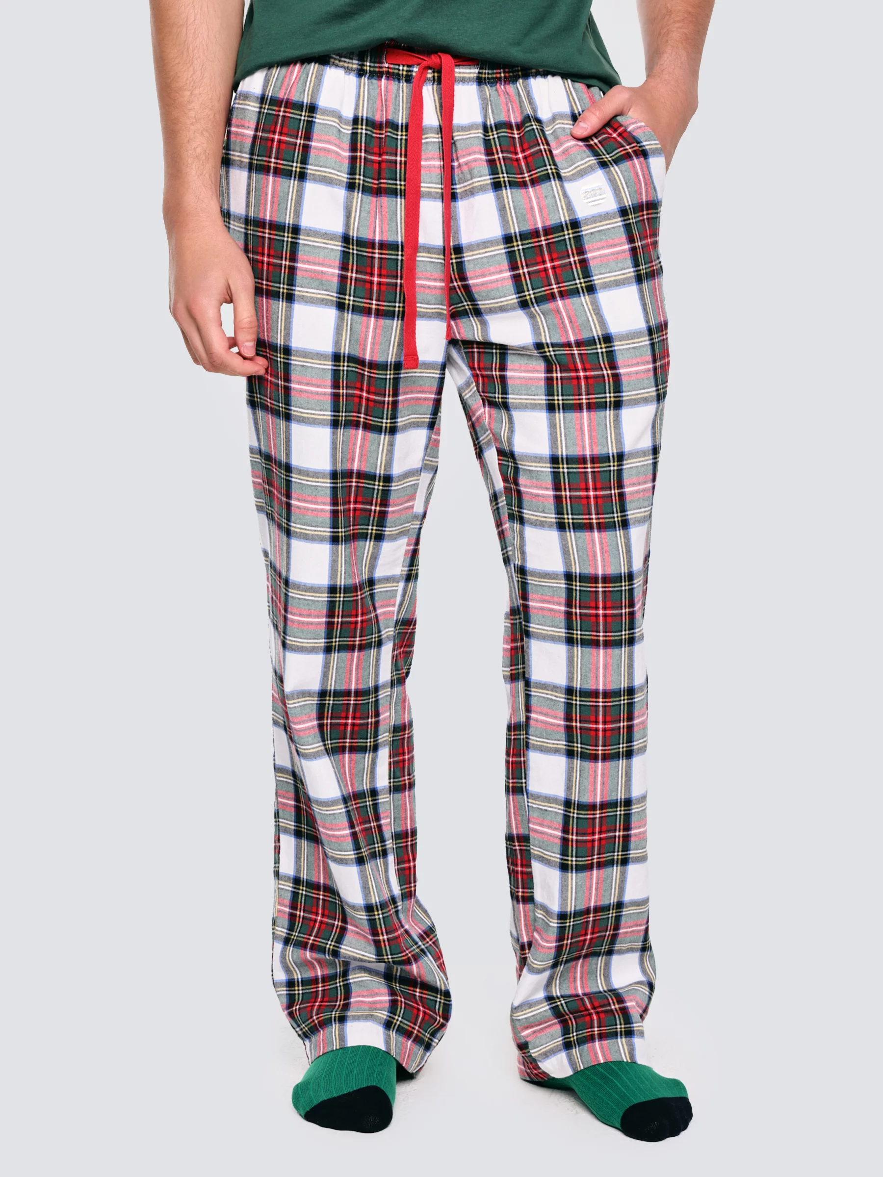 Spodnie piżamowe w kratę biało-czerwone Senmuniso 100