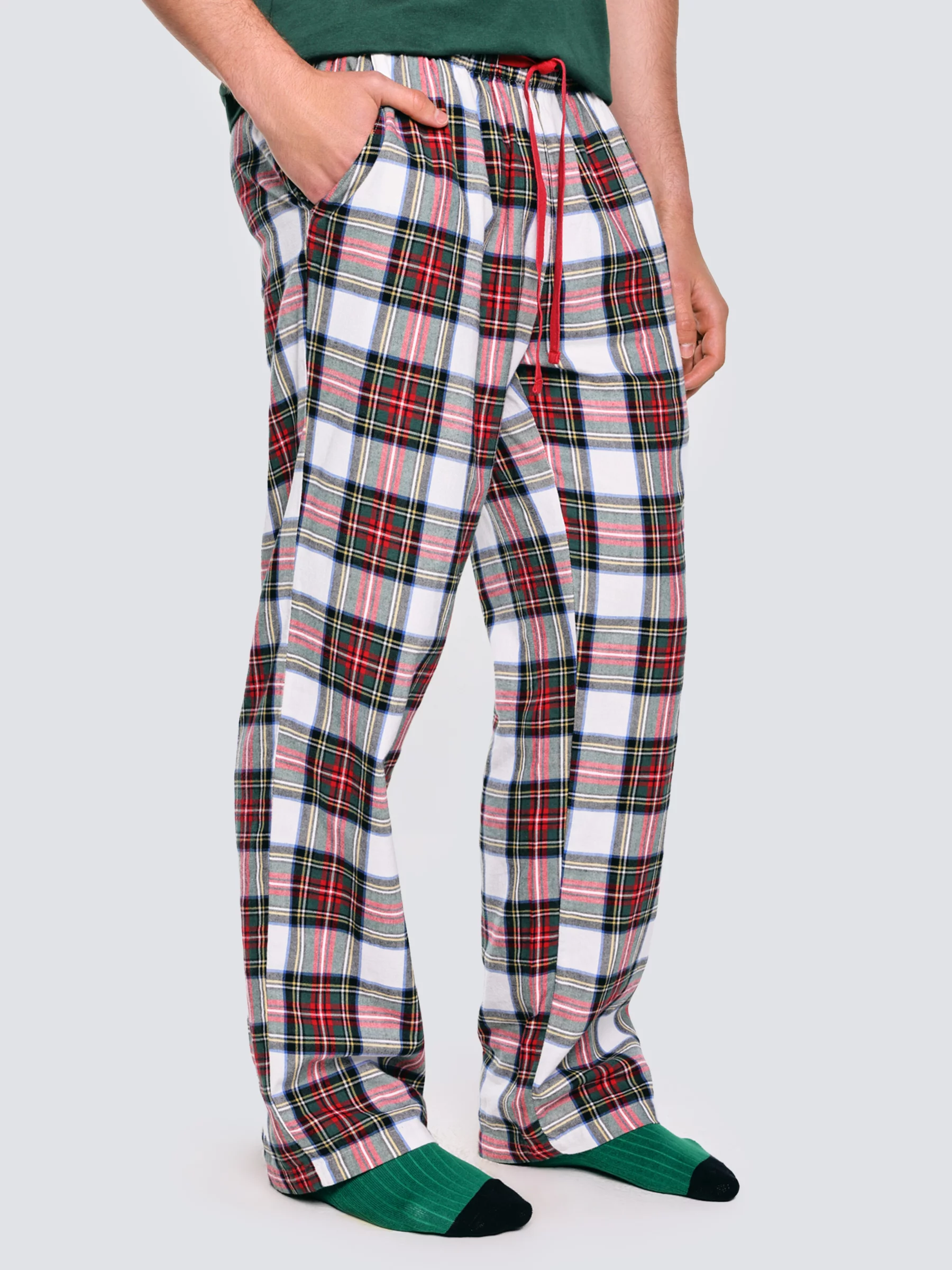 Spodnie piżamowe w kratę biało-czerwone Senmuniso 100