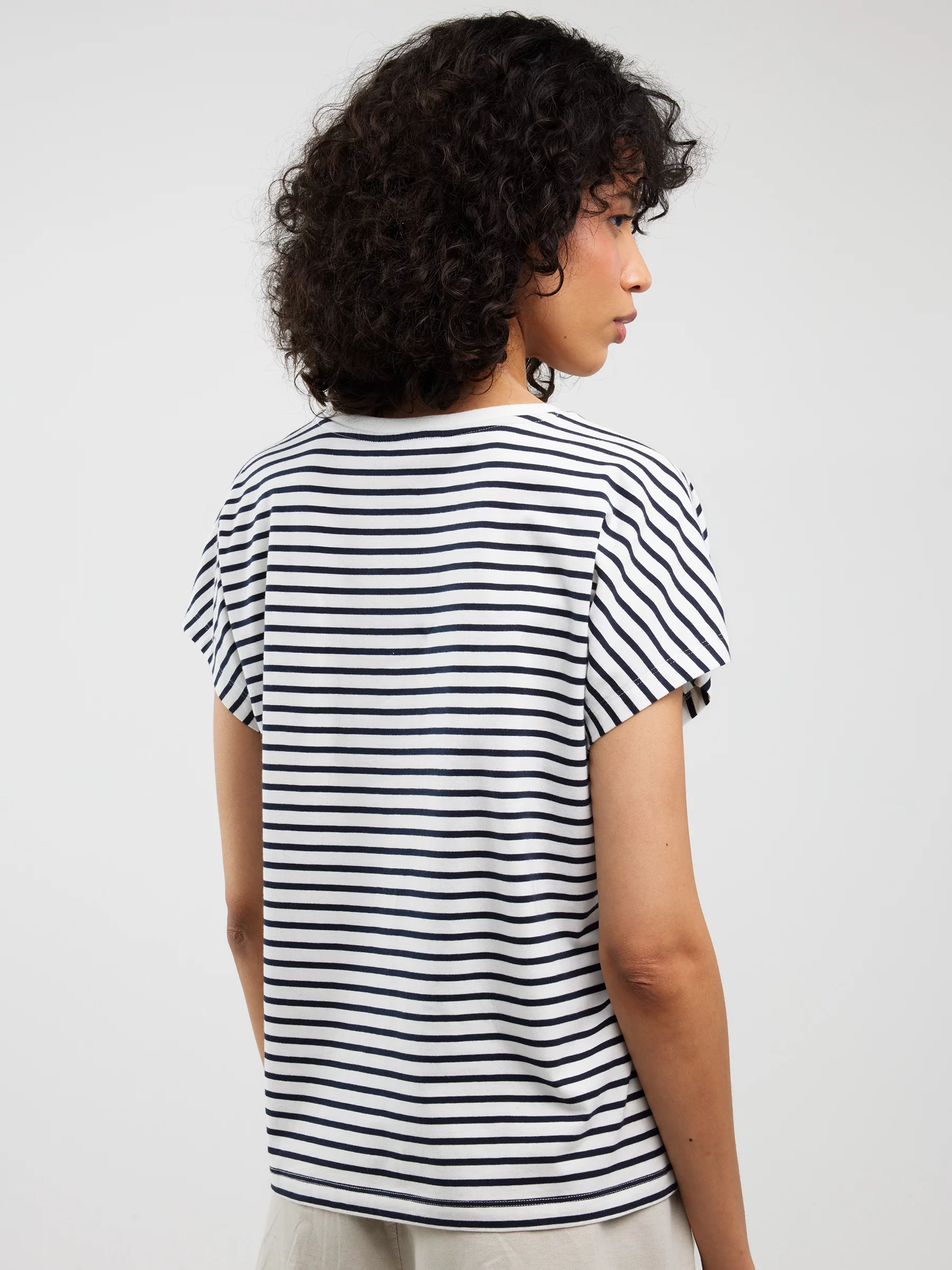 Koszulka damska w paski biało-granatowa Aleksa 403