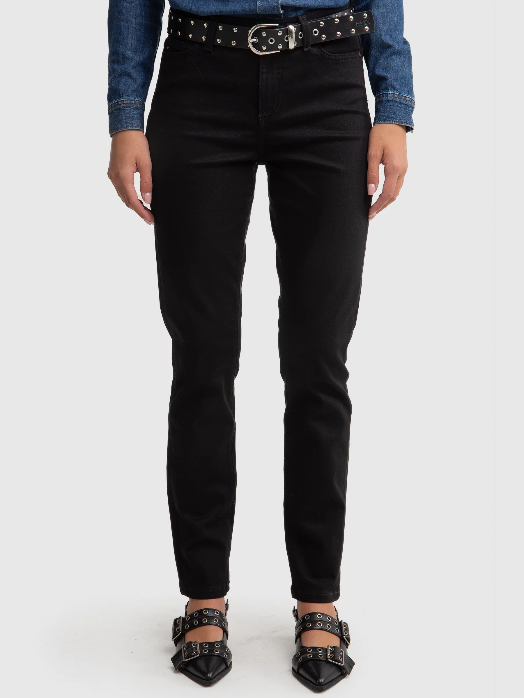 Jeansy damskie slim z wysokim stanem czarne Kitty High Waist 915