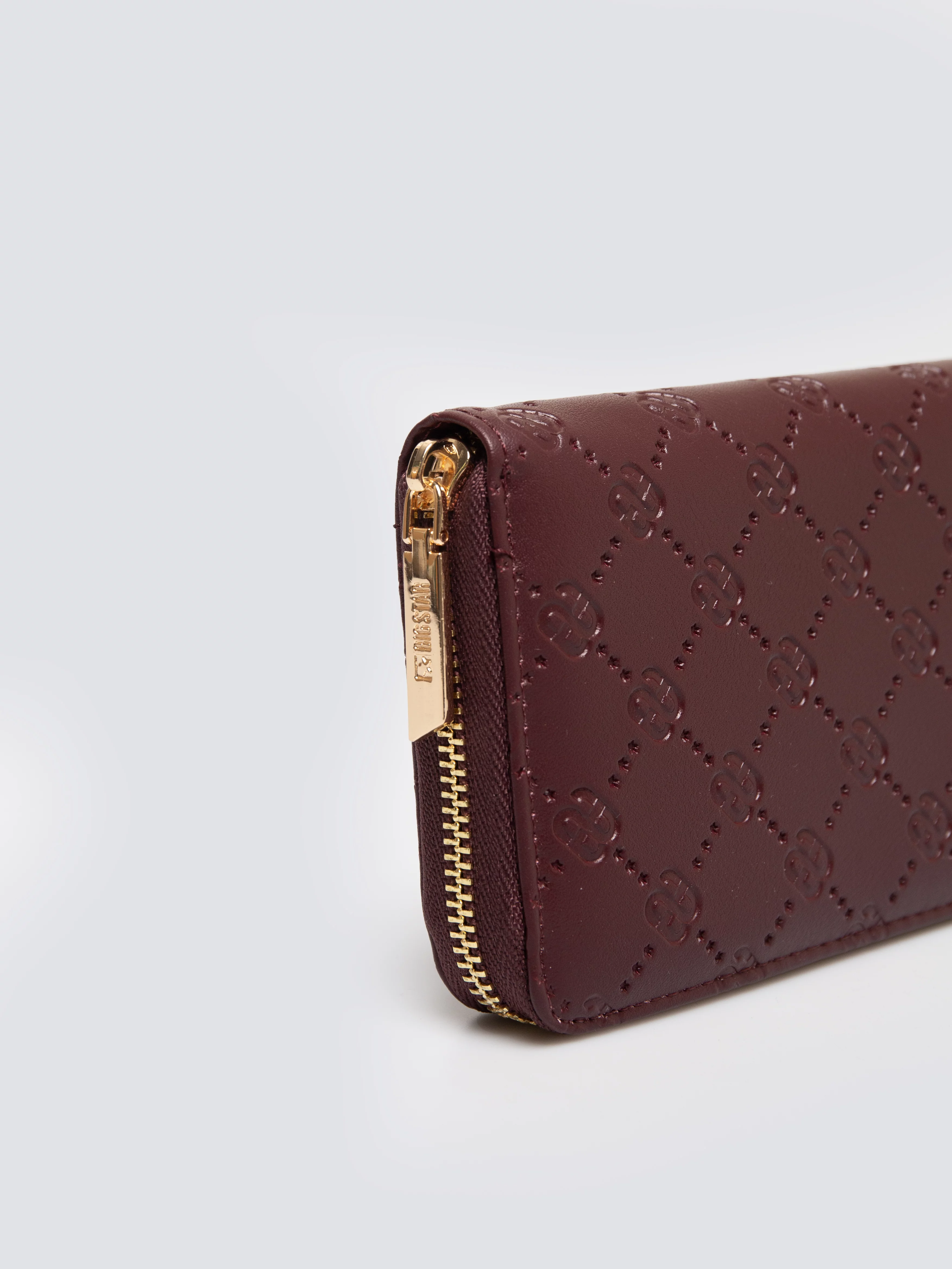 Portfel damski z ozdobnym tłoczeniem bordowy Lisetto 604