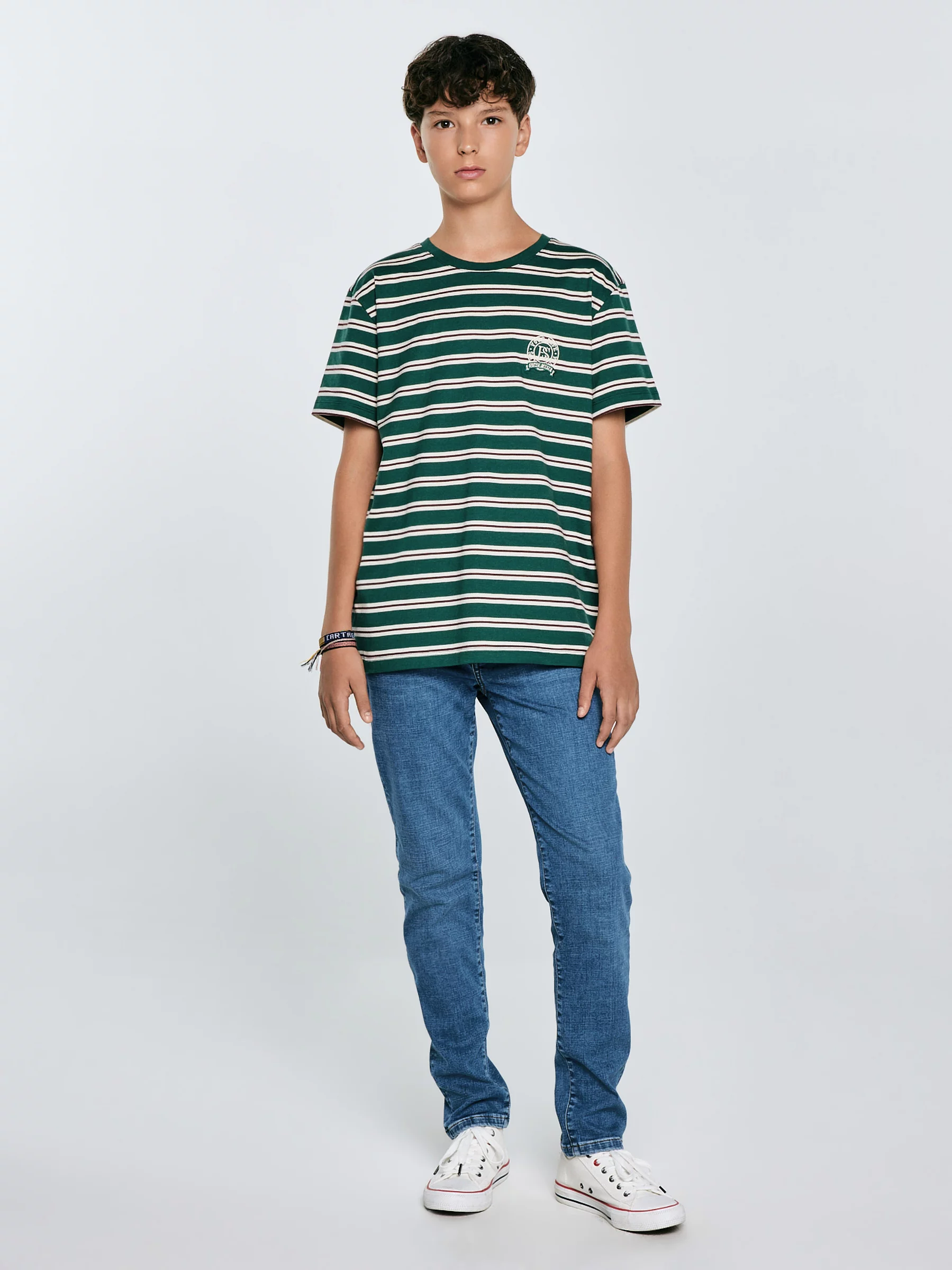 Koszulka chłopięca w paski zielona Sewer 304