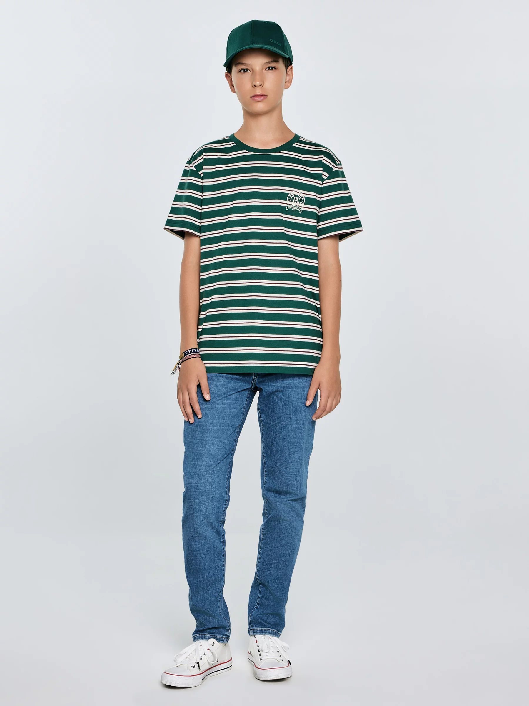 Koszulka chłopięca w paski zielona Sewer 304