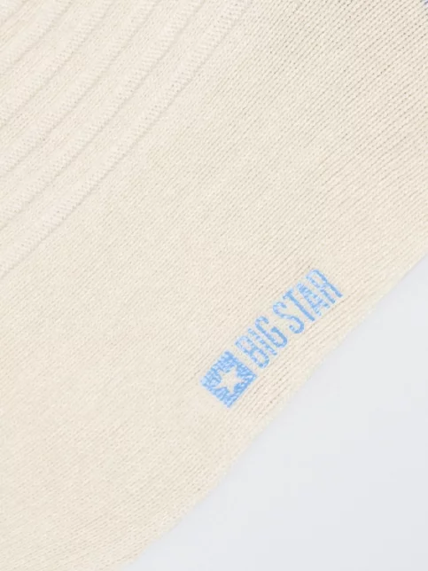 Skarpety chłopięce długie kremowe z niebieskim akcentem Michu 402