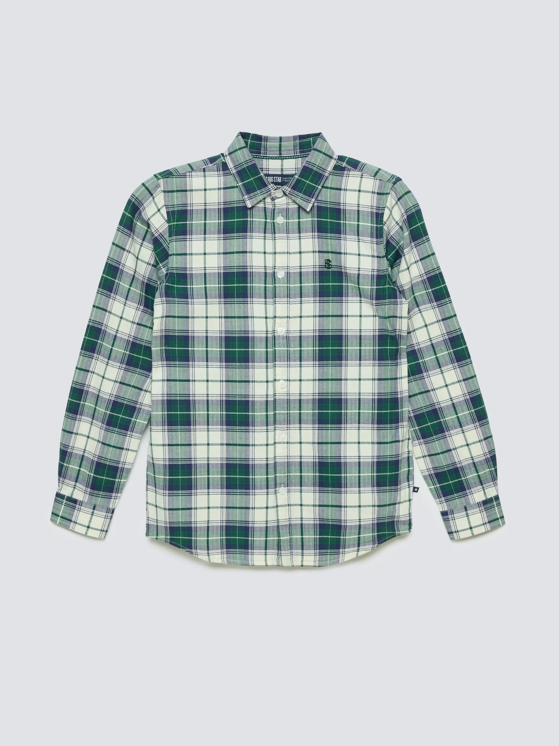 Koszula chłopięca bawełniana w kratę zielono-biała Kevin 304