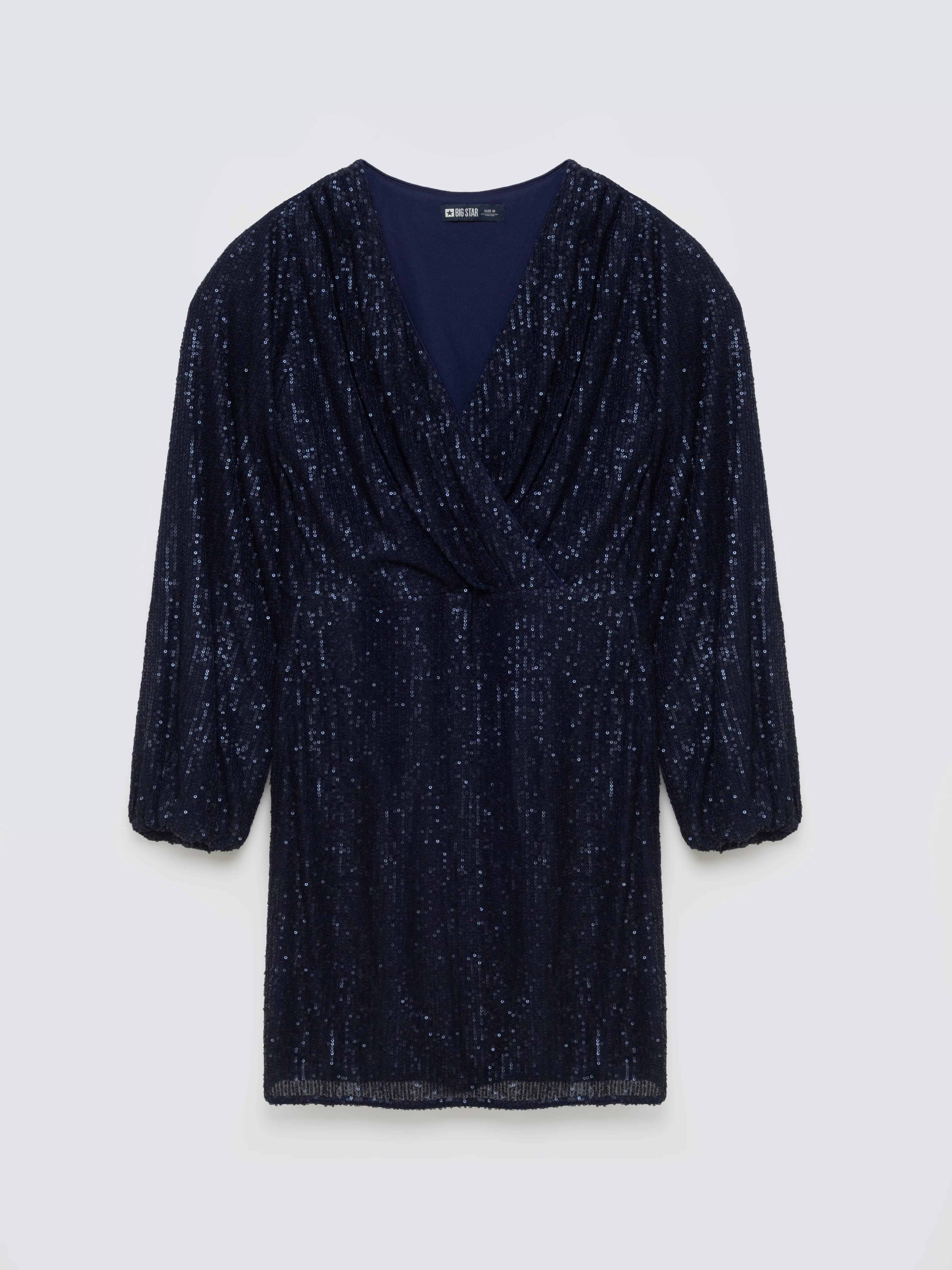 Sukienka damska mini cekinowa granatowa Loreta 403