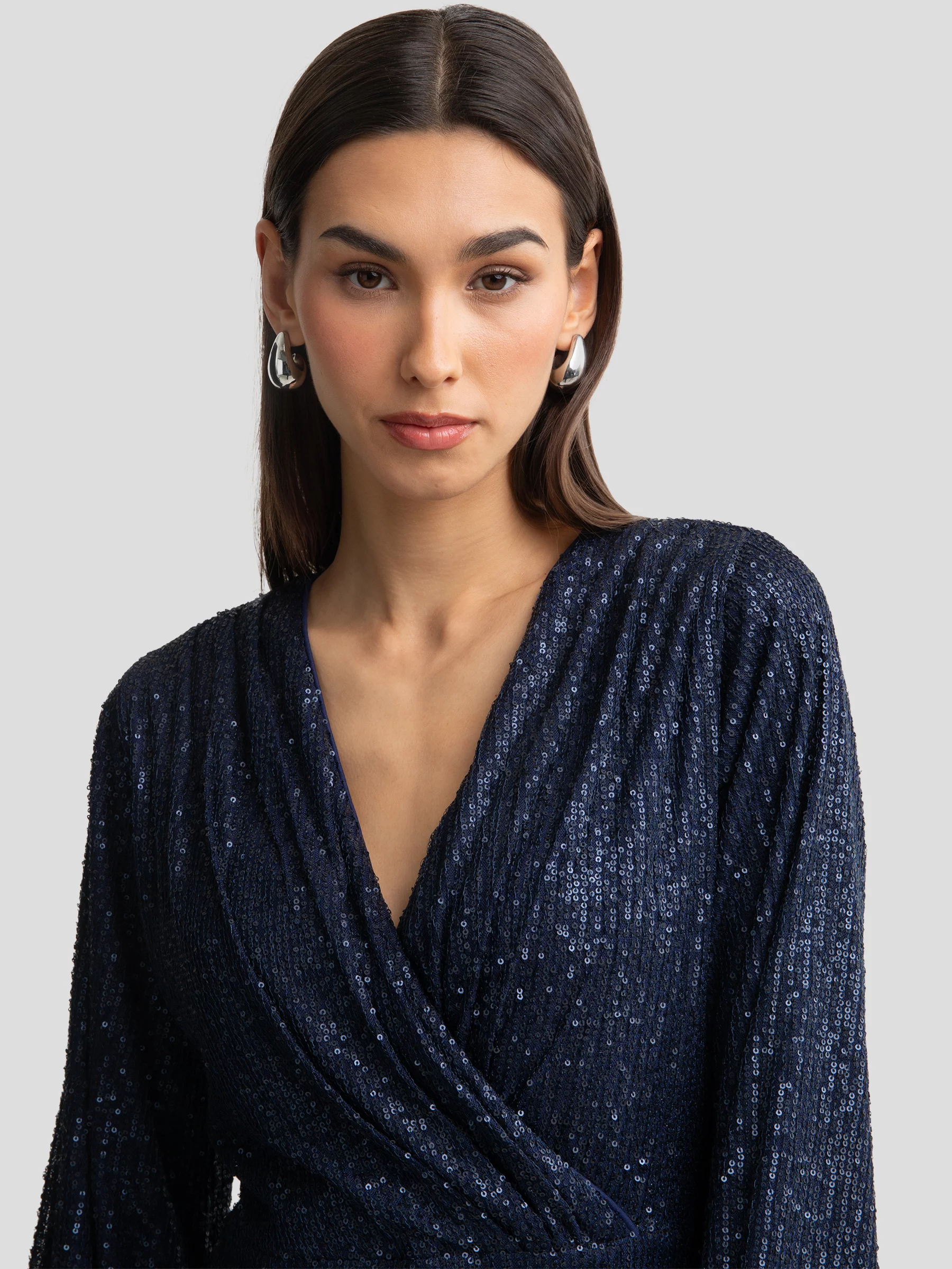 Sukienka damska mini cekinowa granatowa Loreta 403