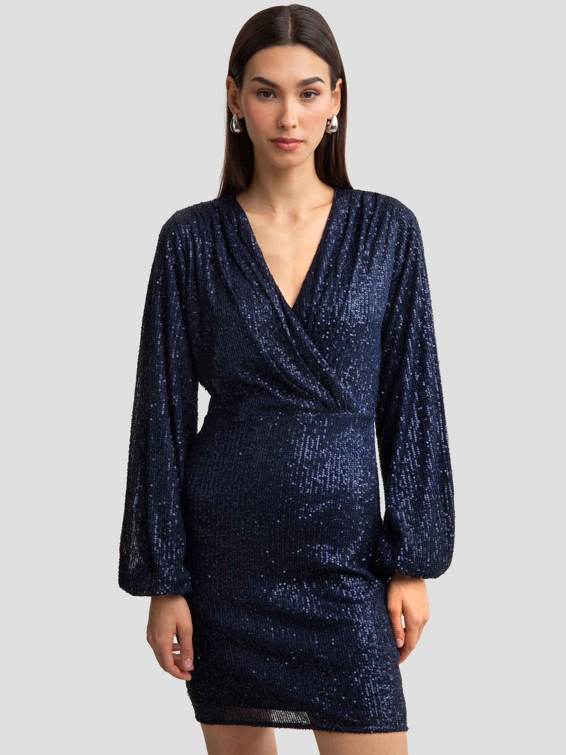 Sukienka damska mini cekinowa granatowa Loreta 403