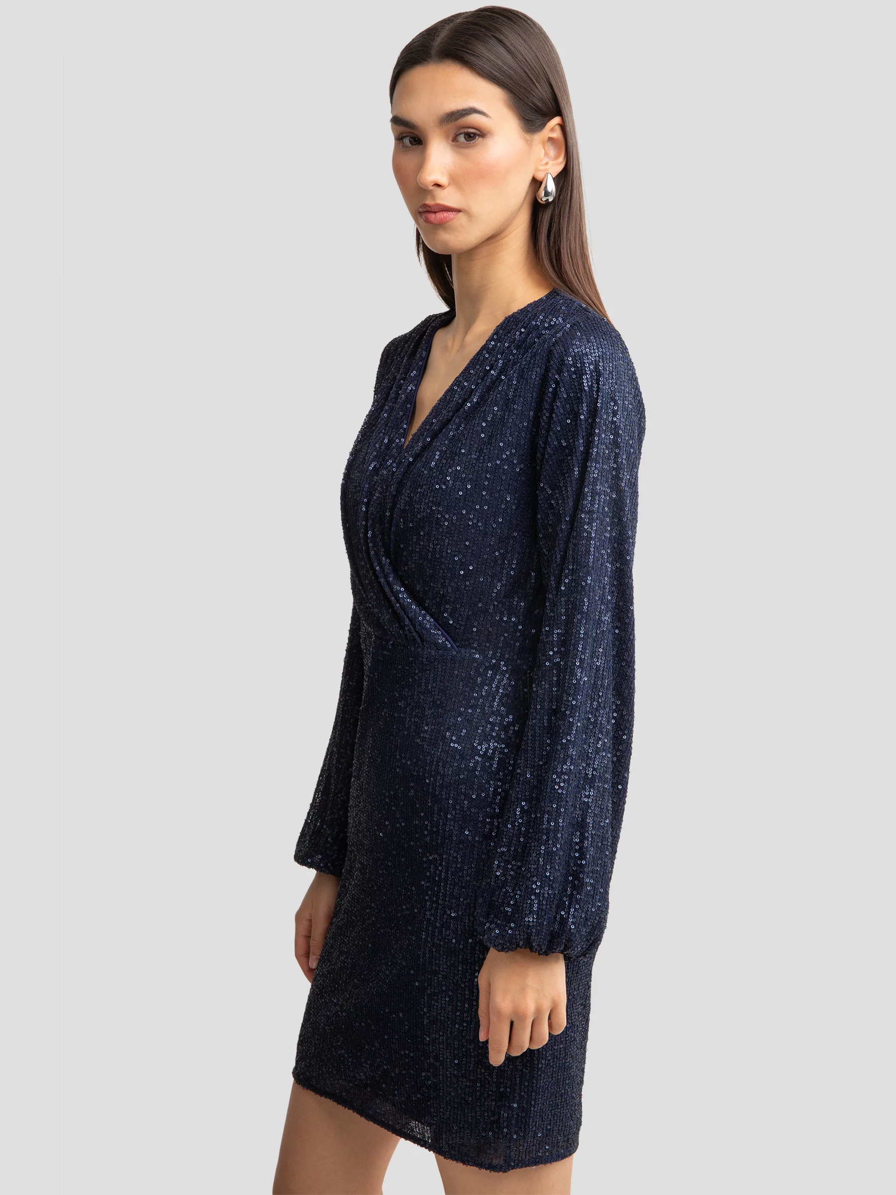 Sukienka damska mini cekinowa granatowa Loreta 403