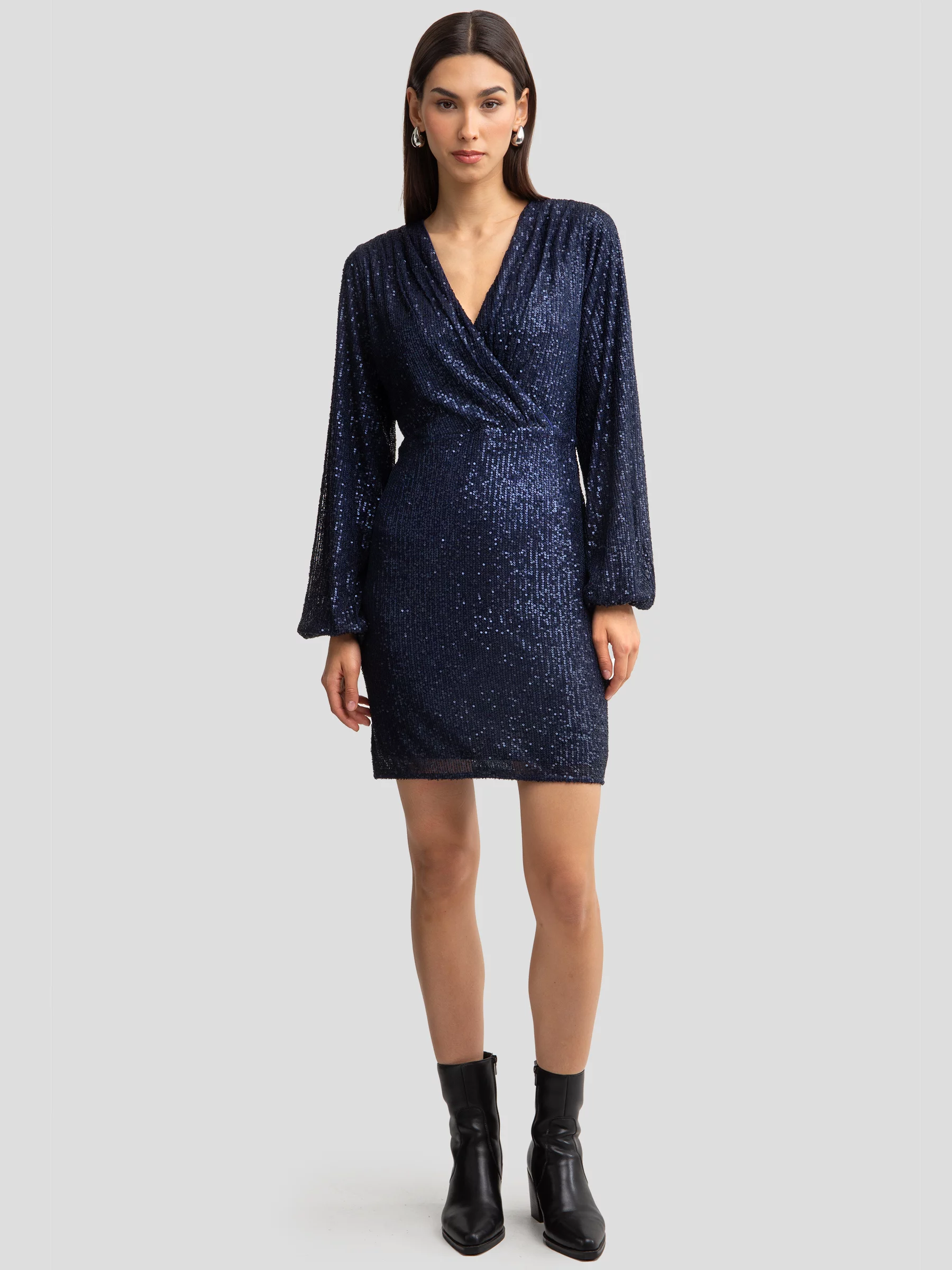 Sukienka damska mini cekinowa granatowa Loreta 403