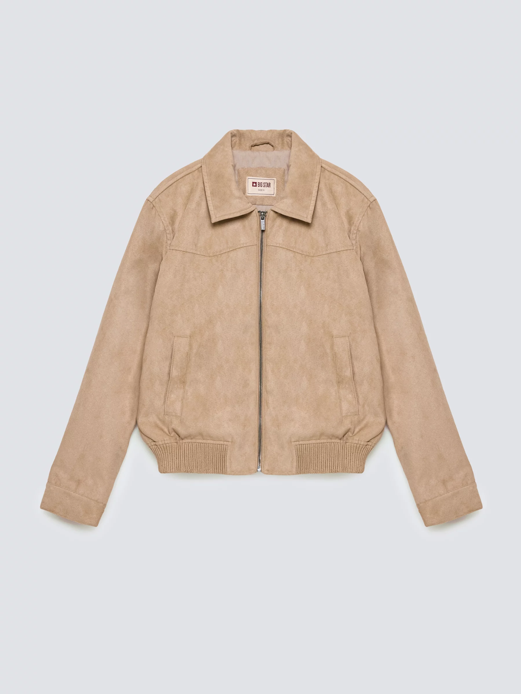 Kurtka damska bomberka z imitacji zamszu beżowa Arisash 805