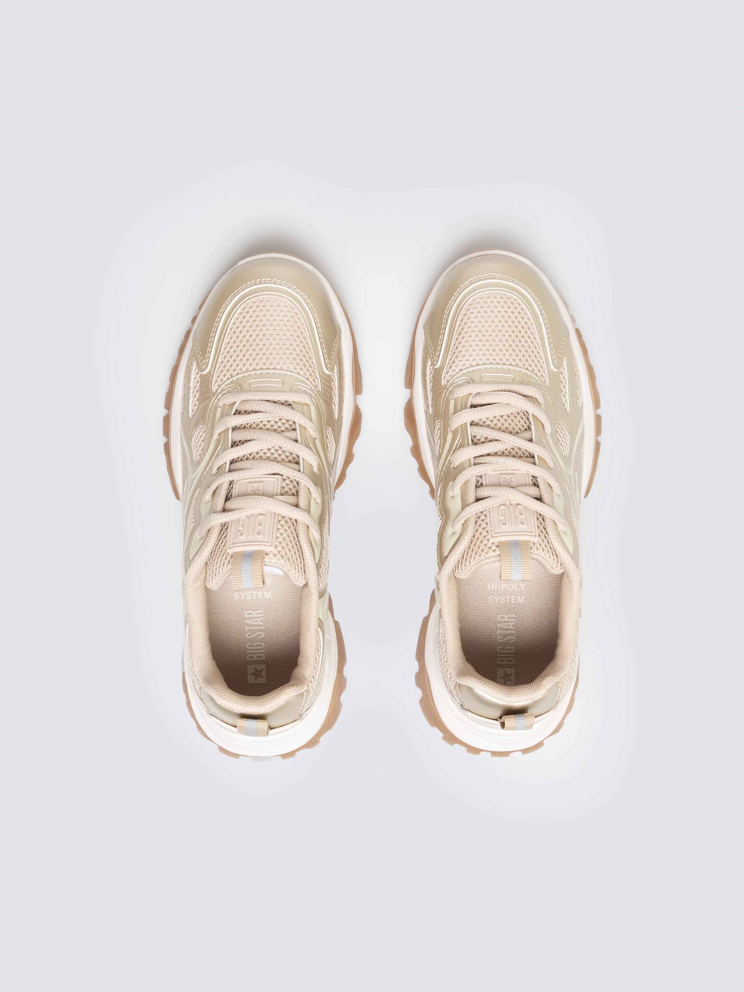 Sneakersy damskie beżowo-złote SS274014 802