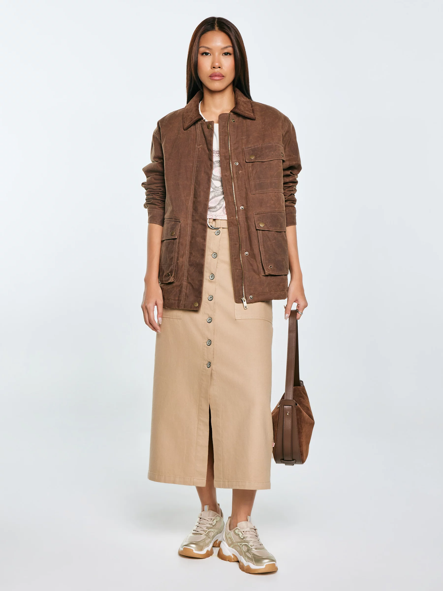 Sneakersy damskie beżowo-złote SS274014 802