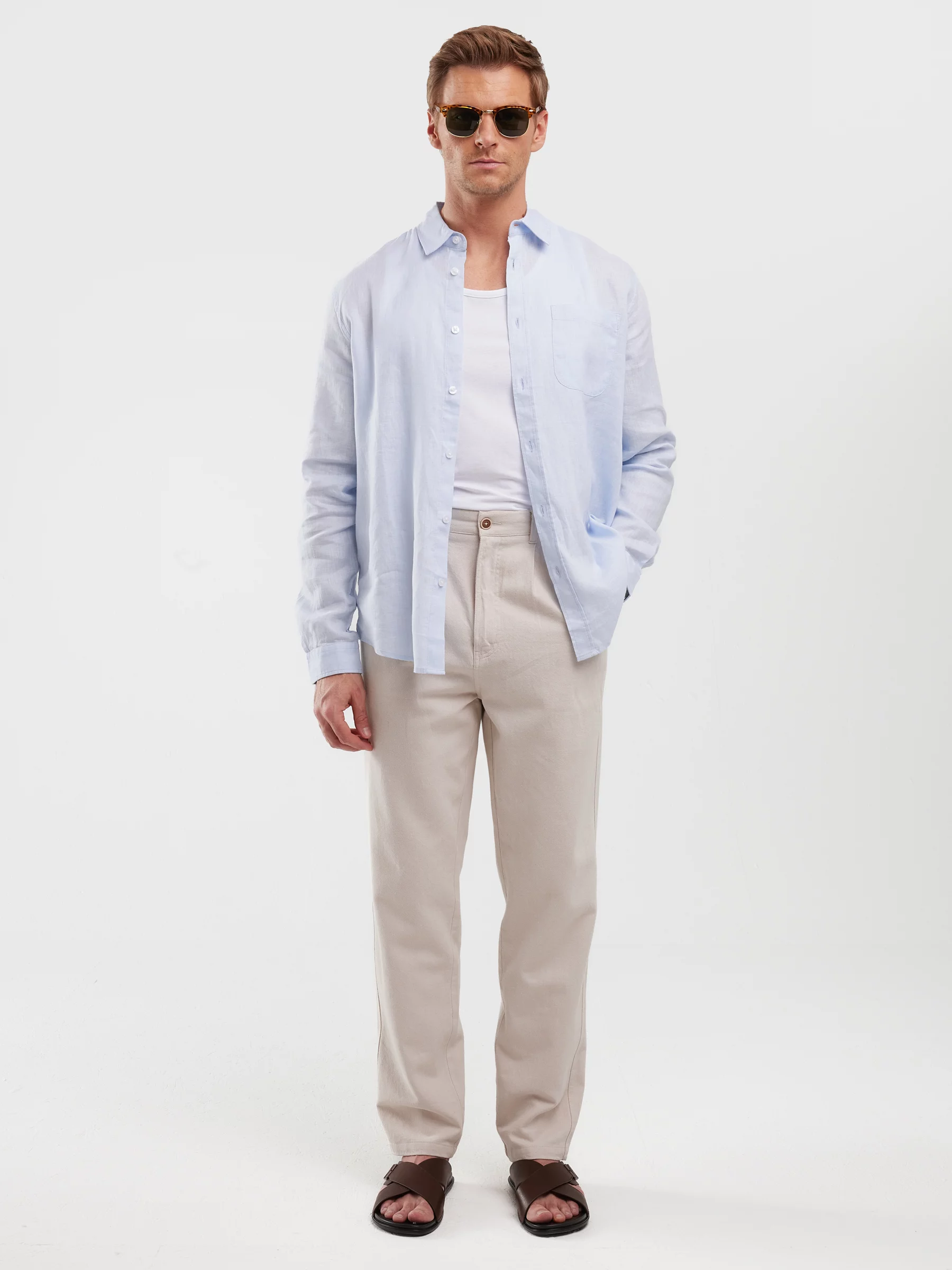 Lniana koszula męska błękitna Jianis 400