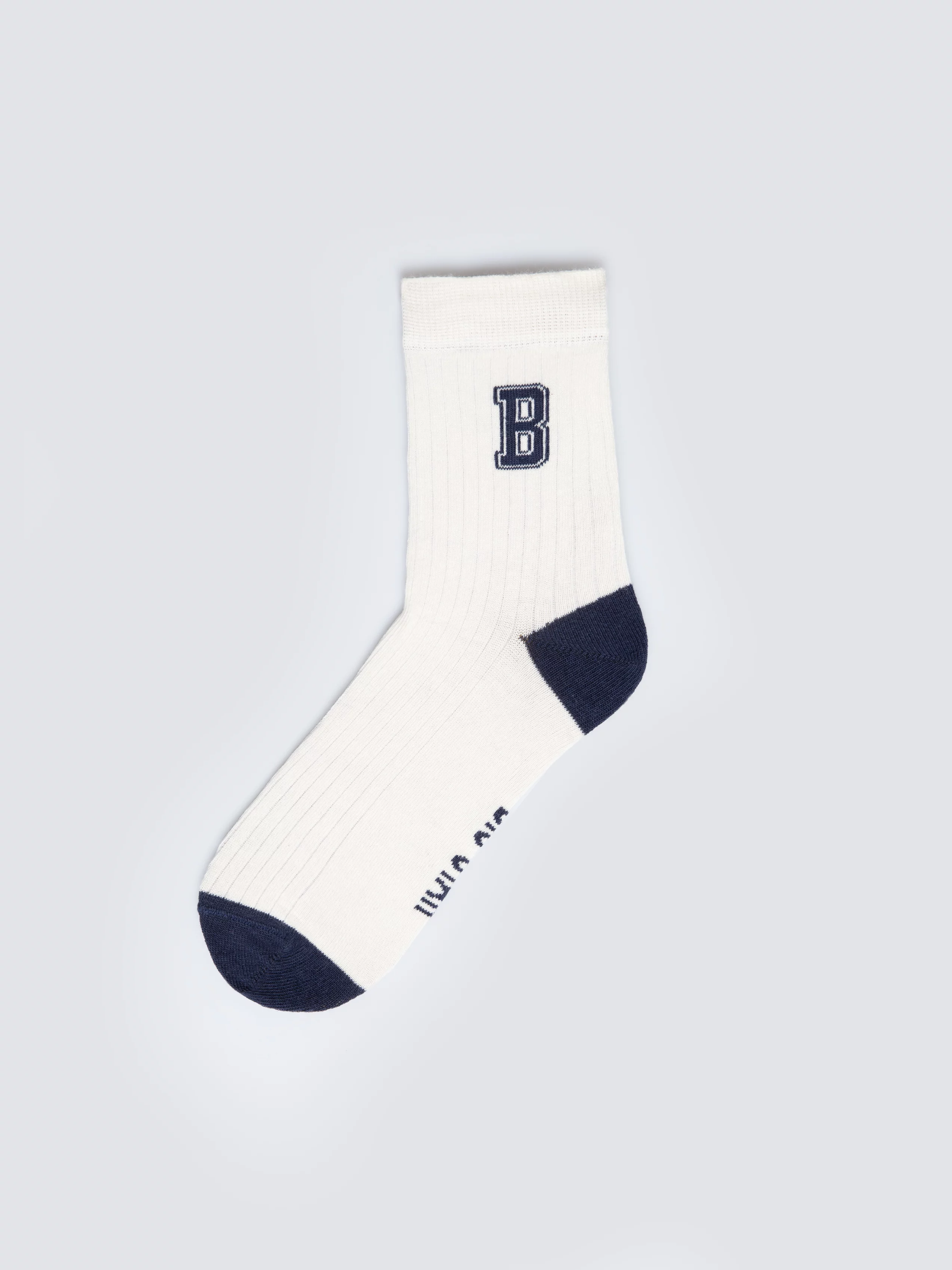 Skarpety chłopięce długie kremowo-granatowe Letro 102