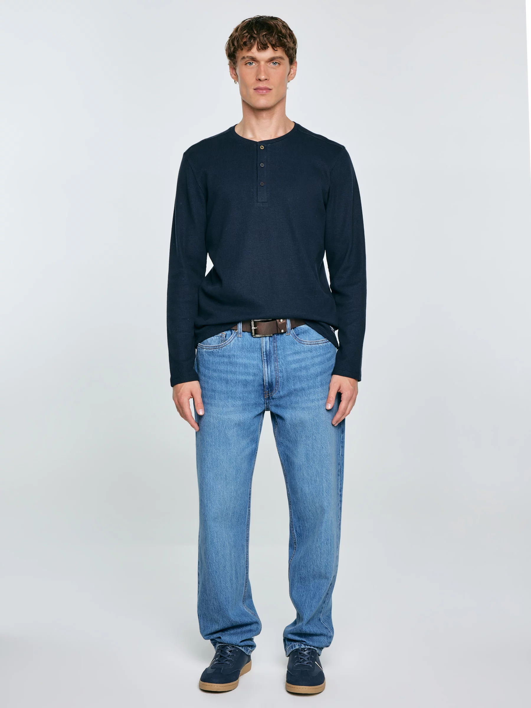 Koszulka męska z długim rękawem granatowa Merrter 403