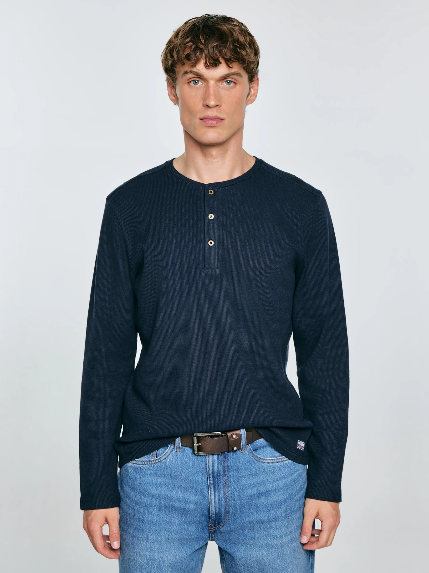 Koszulka męska z długim rękawem granatowa Merrter 403