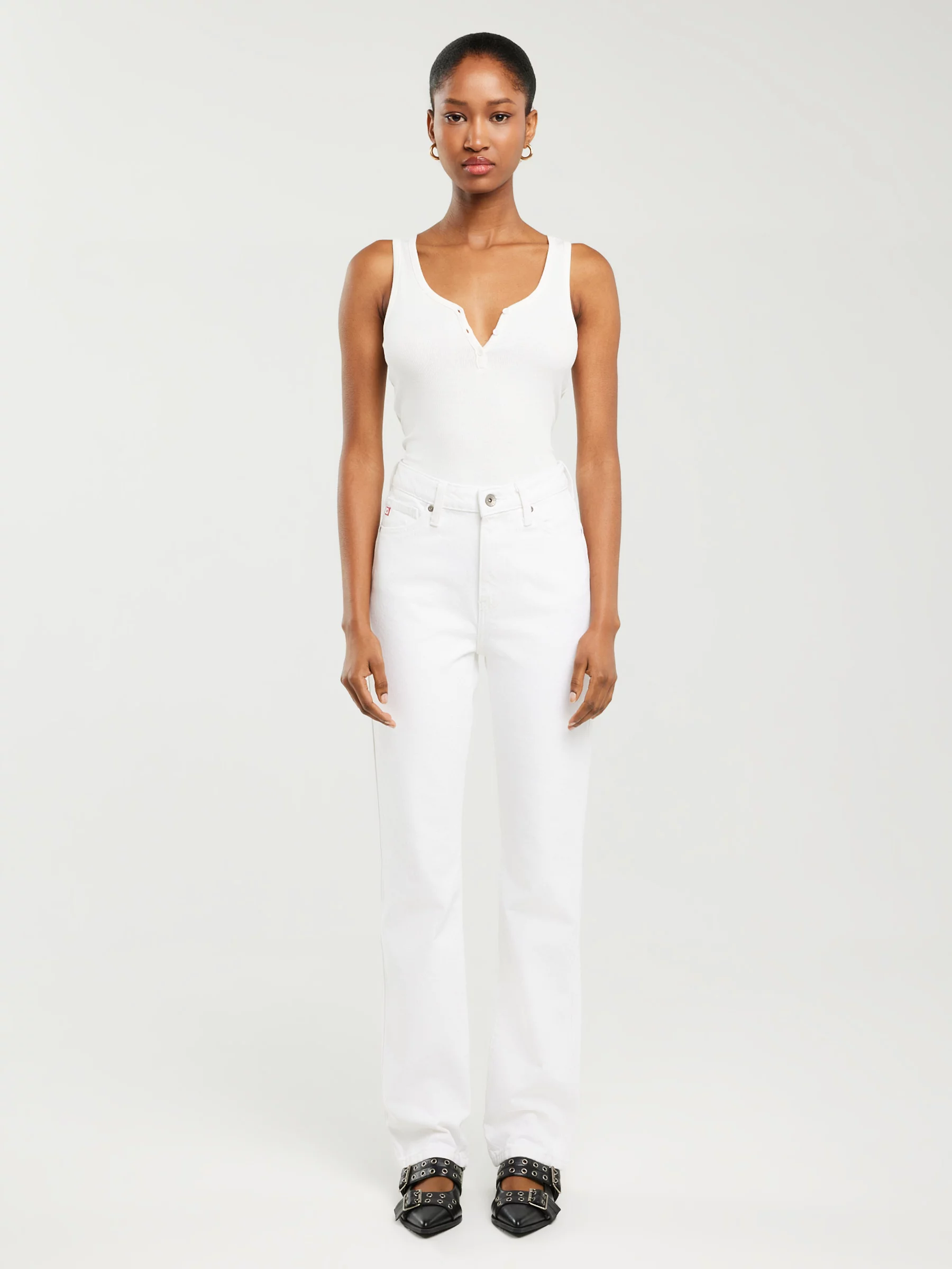 Jeansy damskie z prostą nogawką białe Winona 101