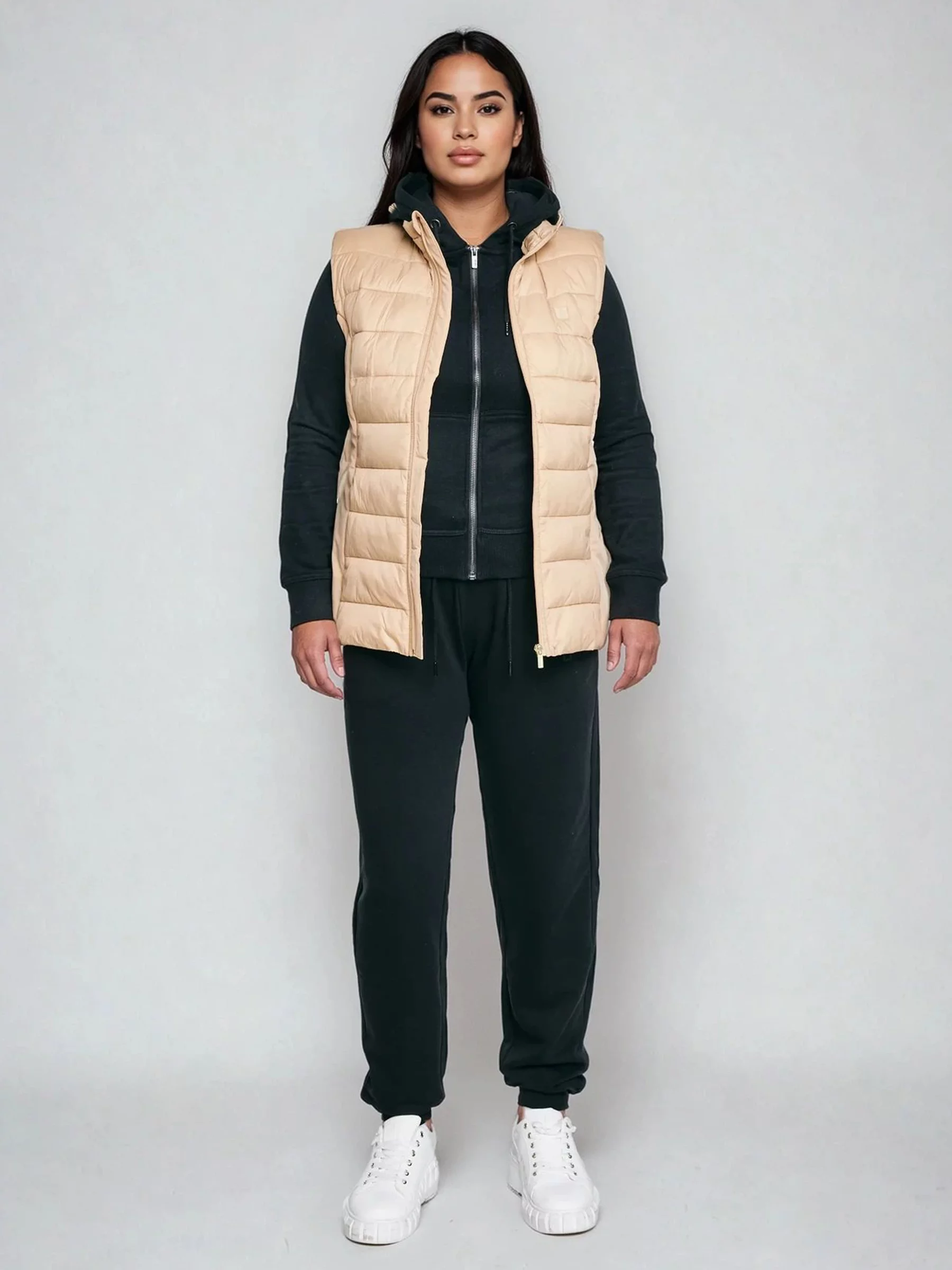 Kamizelka damska pikowana beżowa Trinoe 801