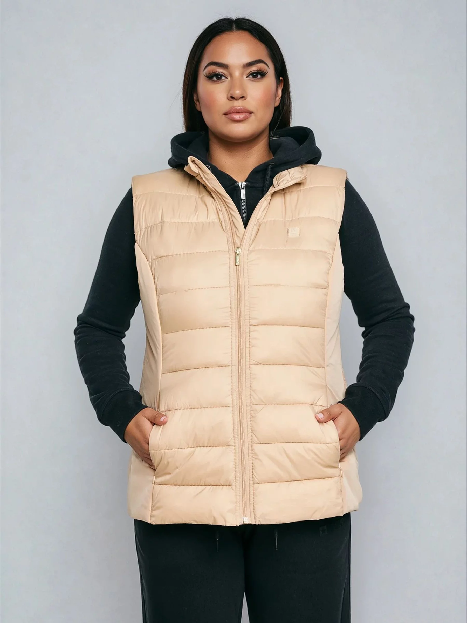 Kamizelka damska pikowana beżowa Trinoe 801