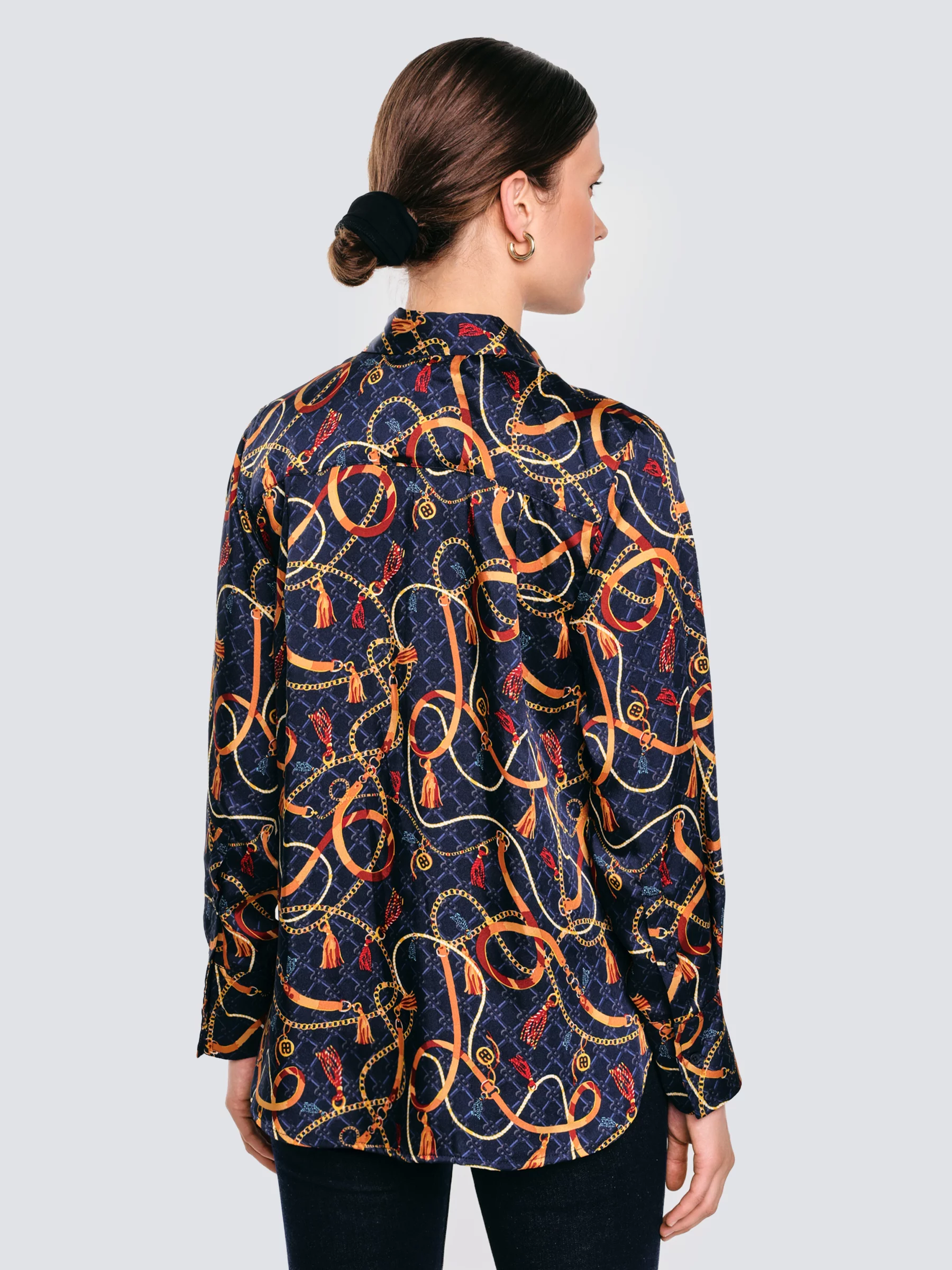 Koszula damska z nadrukiem granatowa Dorta 403