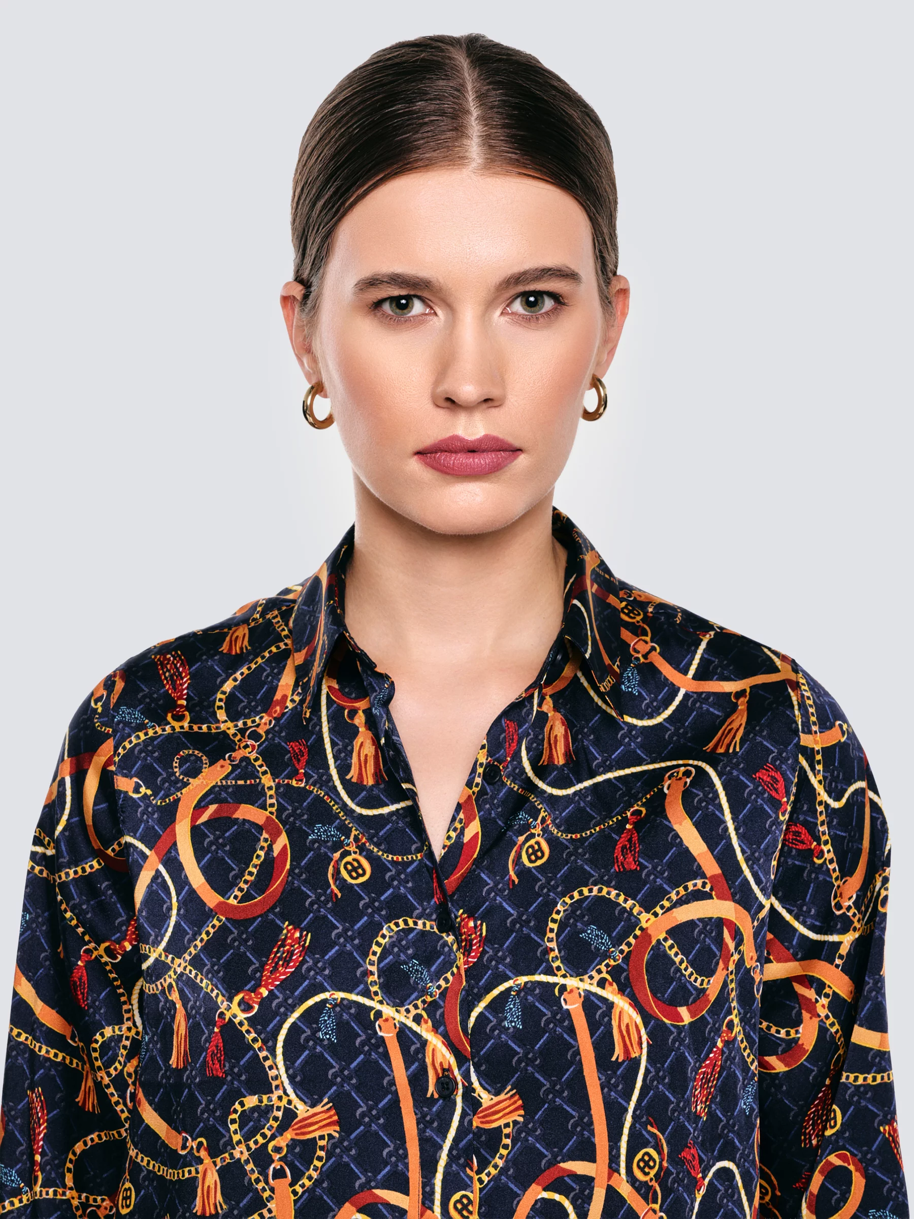 Koszula damska z nadrukiem granatowa Dorta 403