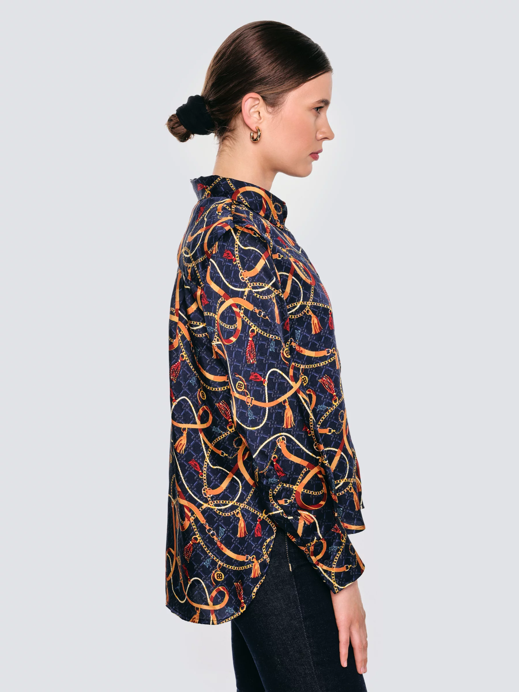 Koszula damska z nadrukiem granatowa Dorta 403