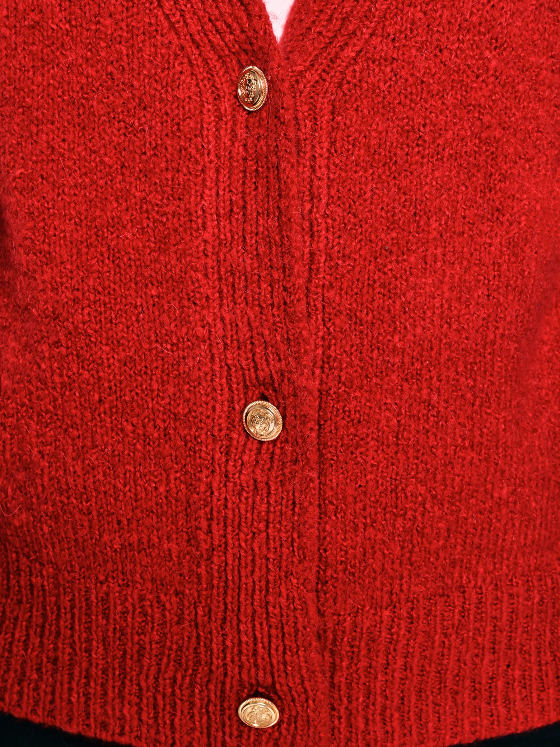 Kardigan damski z dodatkiem wełny czerwony Kardila 603