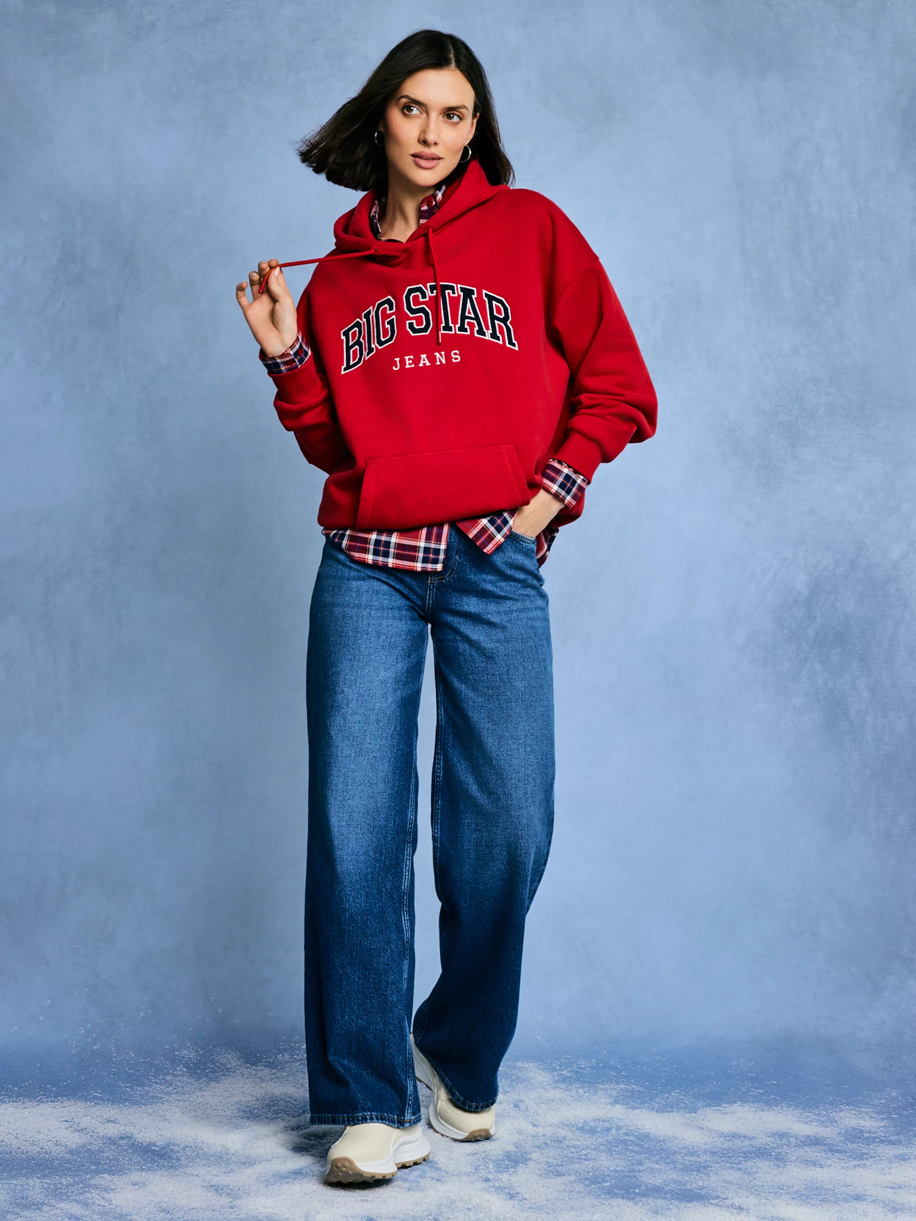 Bluza damska z kapturem z logo BIG STAR czerwona Rubialssa 603