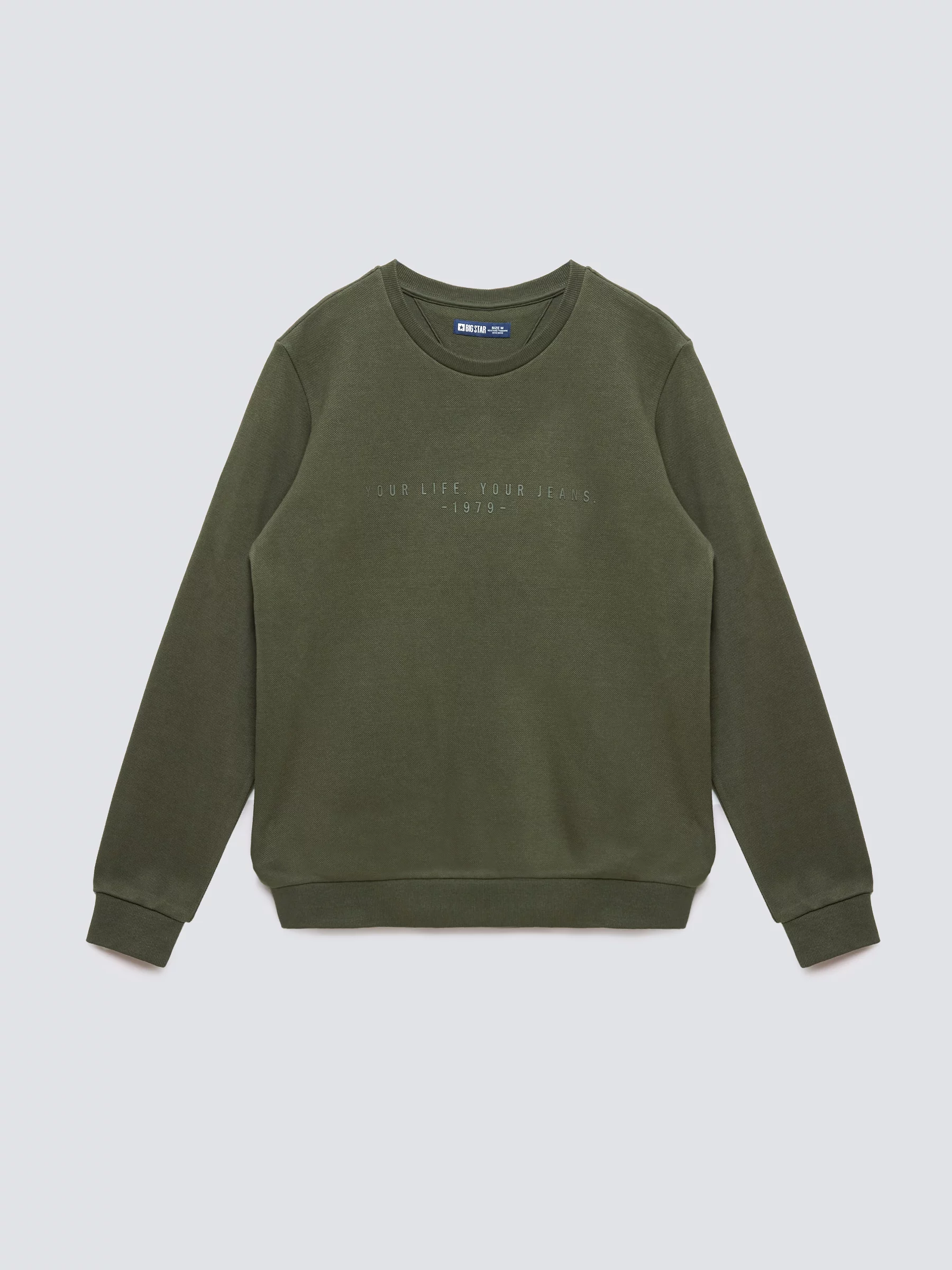 Bluza męska ze splotem pique khaki Wiron 303