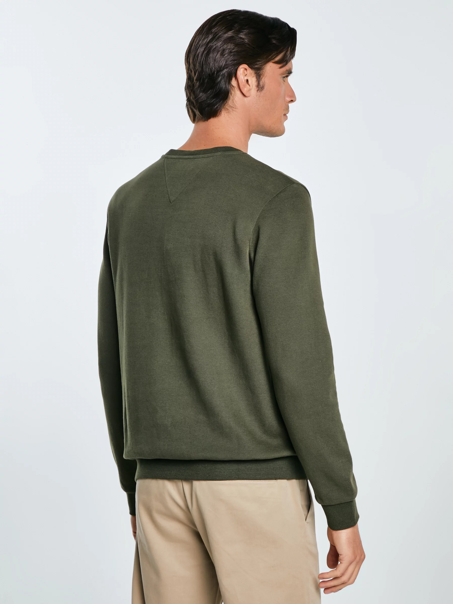 Bluza męska ze splotem pique khaki Wiron 303