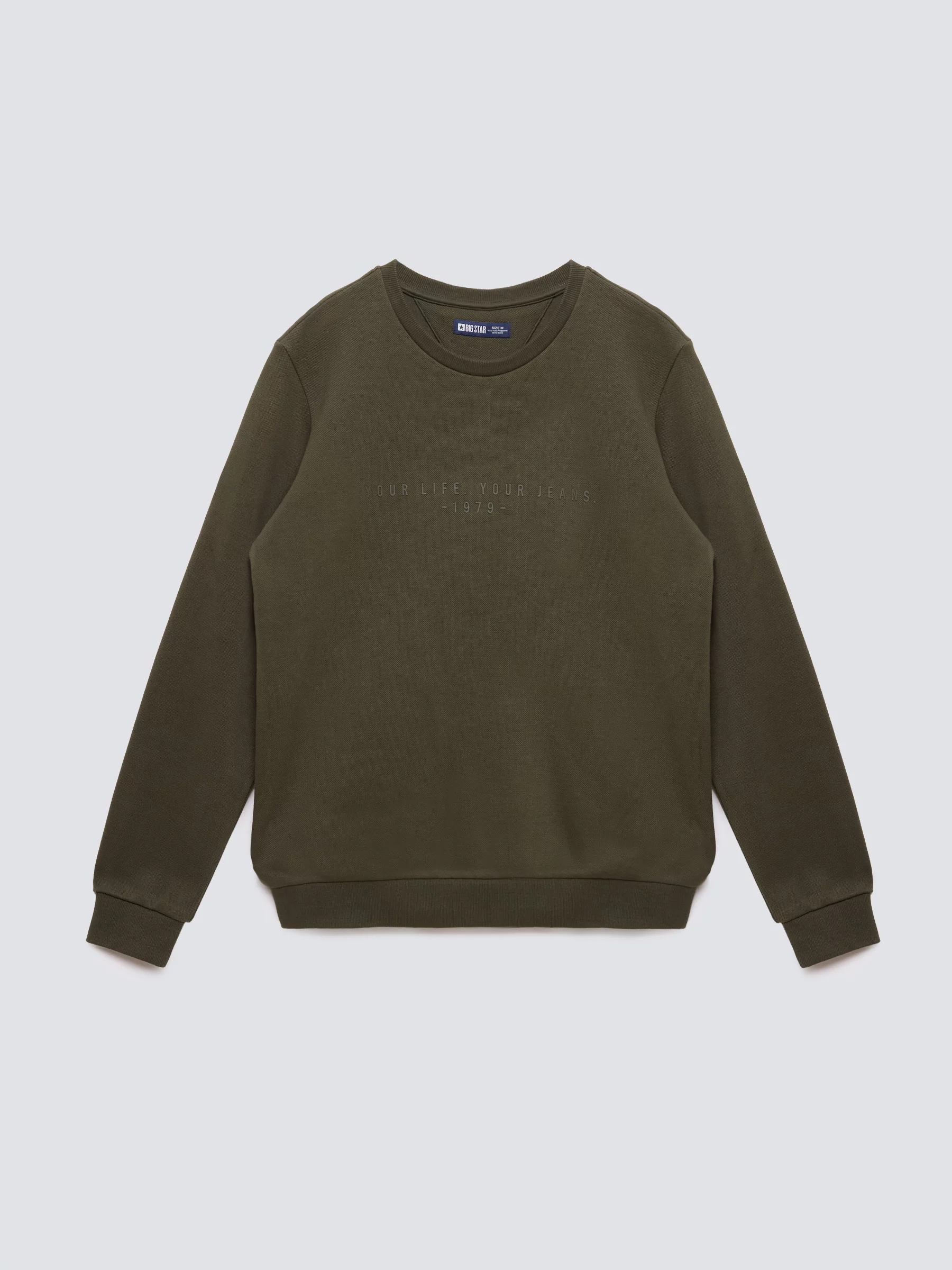 Bluza męska ze splotem pique khaki Wiron 303