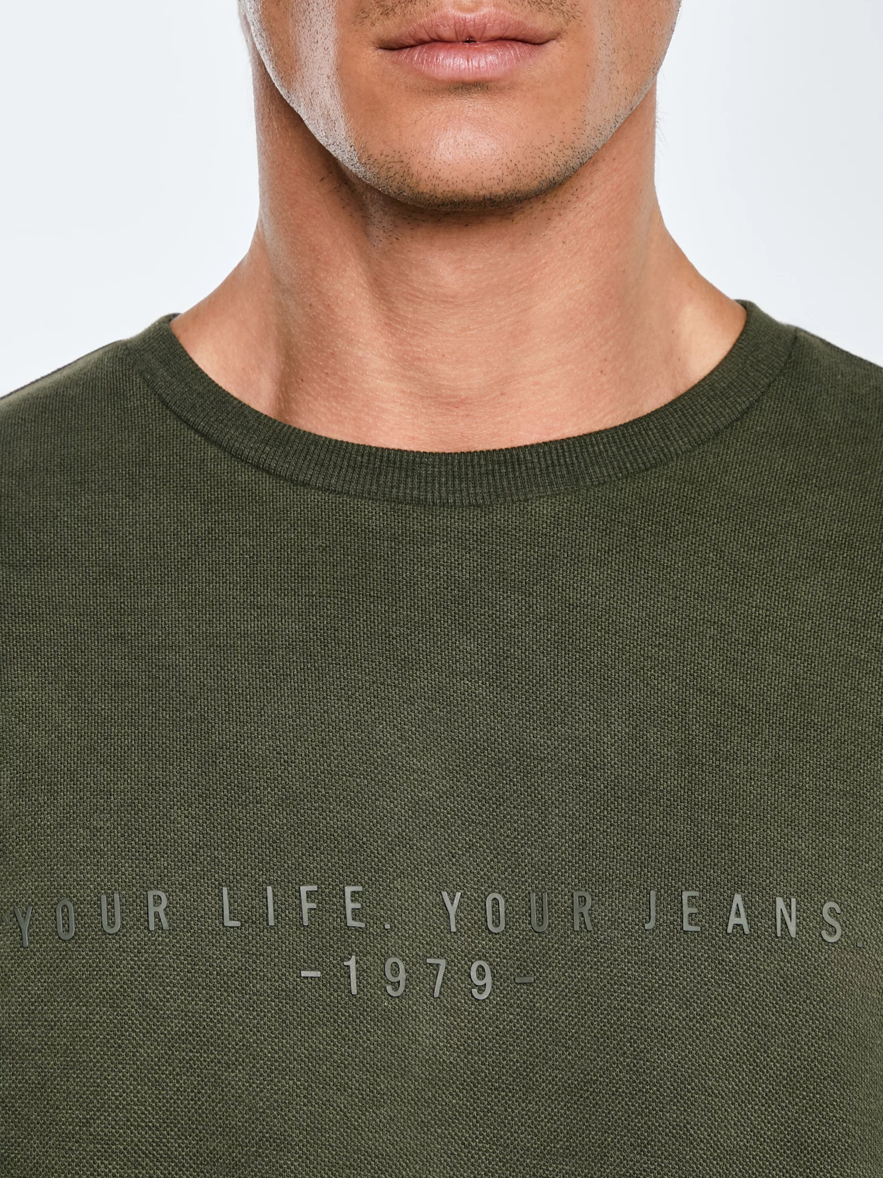 Bluza męska ze splotem pique khaki Wiron 303