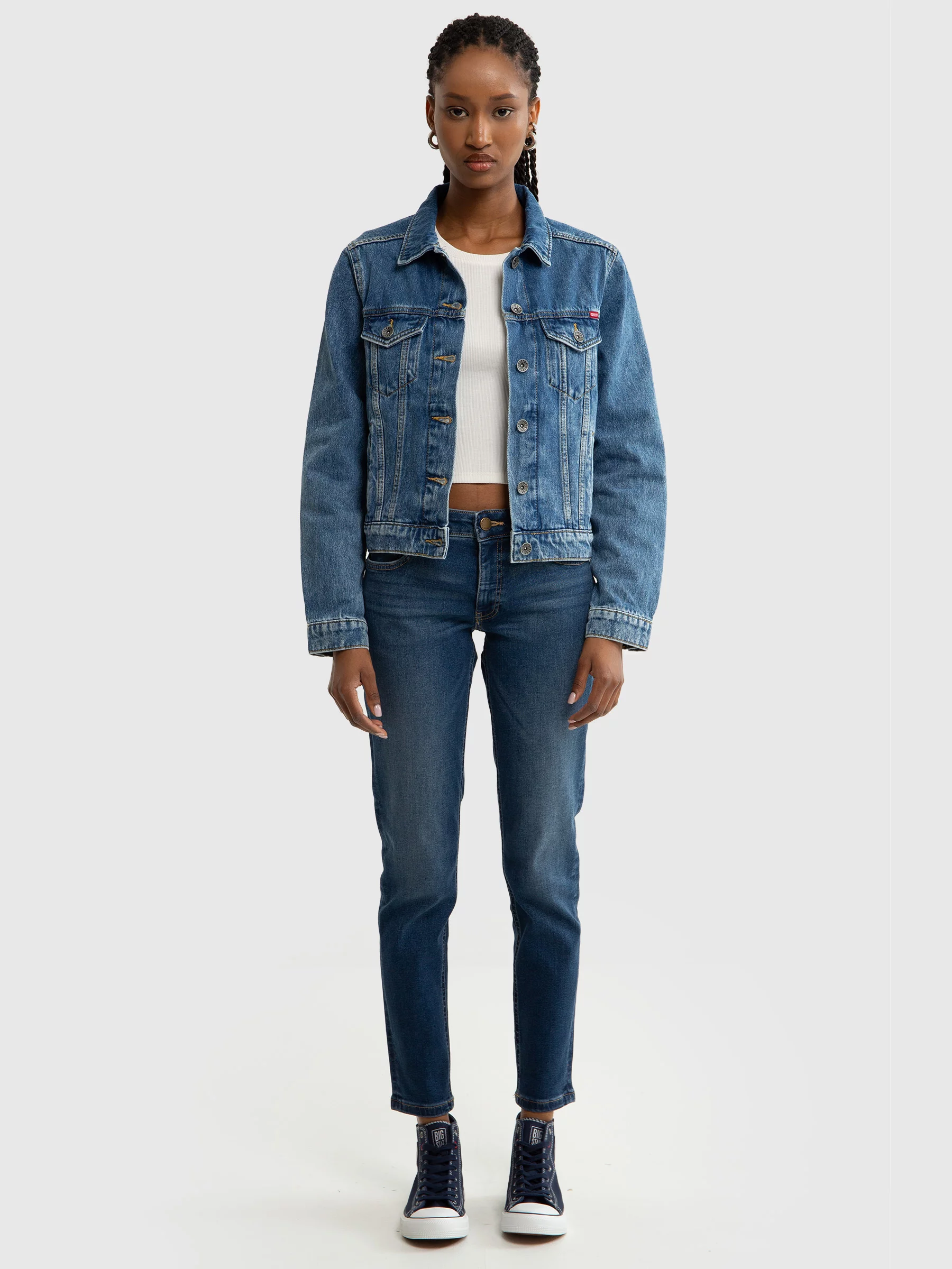 Trampki damskie wysokie granatowe JJ274A504 403