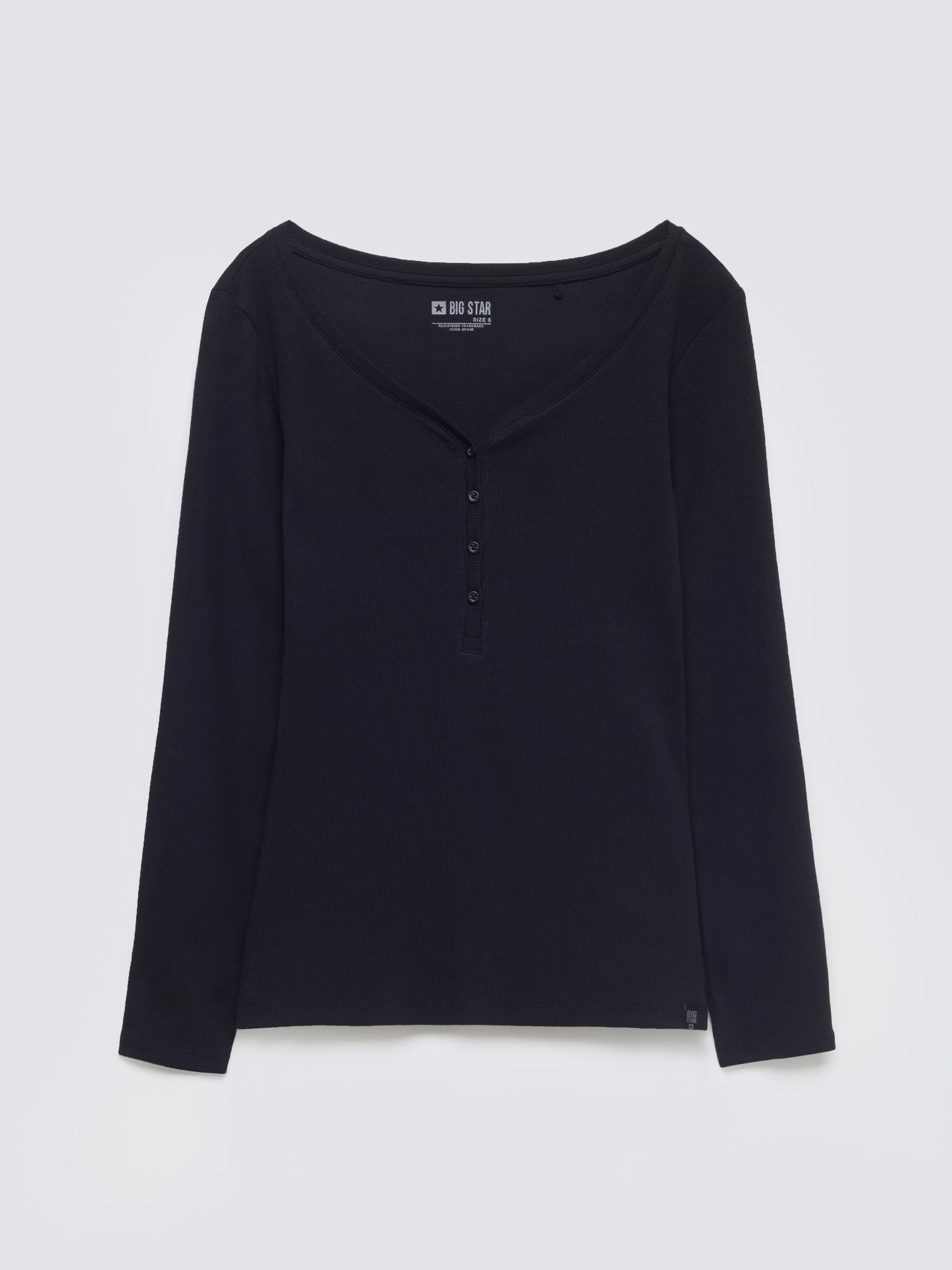 Bluzka damska z prążkowanej dzianiny czarna Nathalie 906