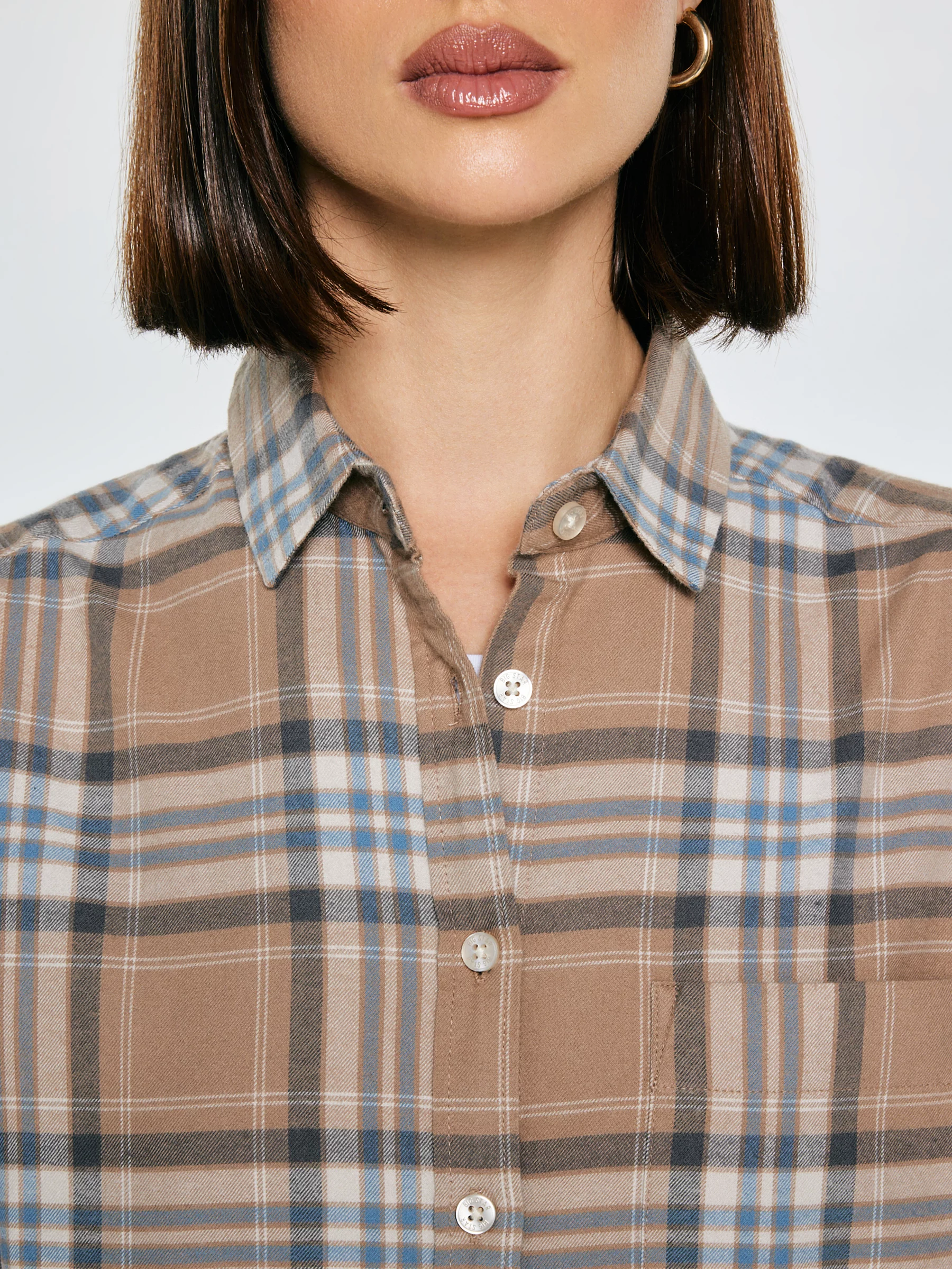 Koszula damska flanelowa w kratę beżowa Notina 801