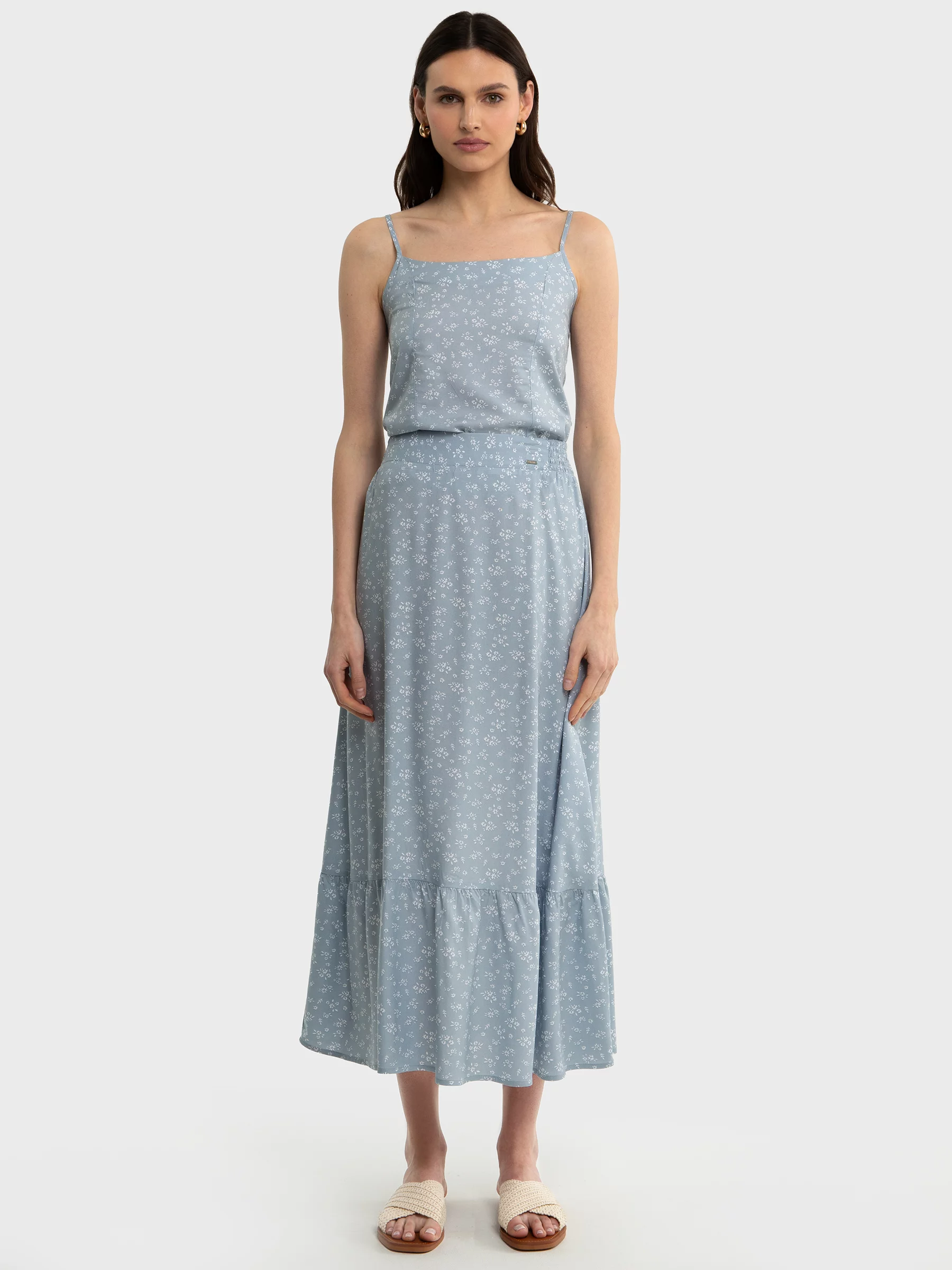 Top damski z wiskozy z motywem kwiatowym błękitny Firona 400